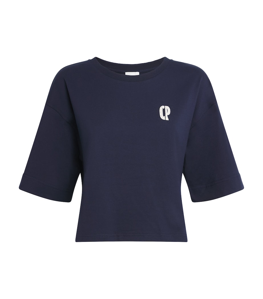 Claudie Pierlot Womens Cotton Logo-Embroidered T-Shirt Navy Image 1