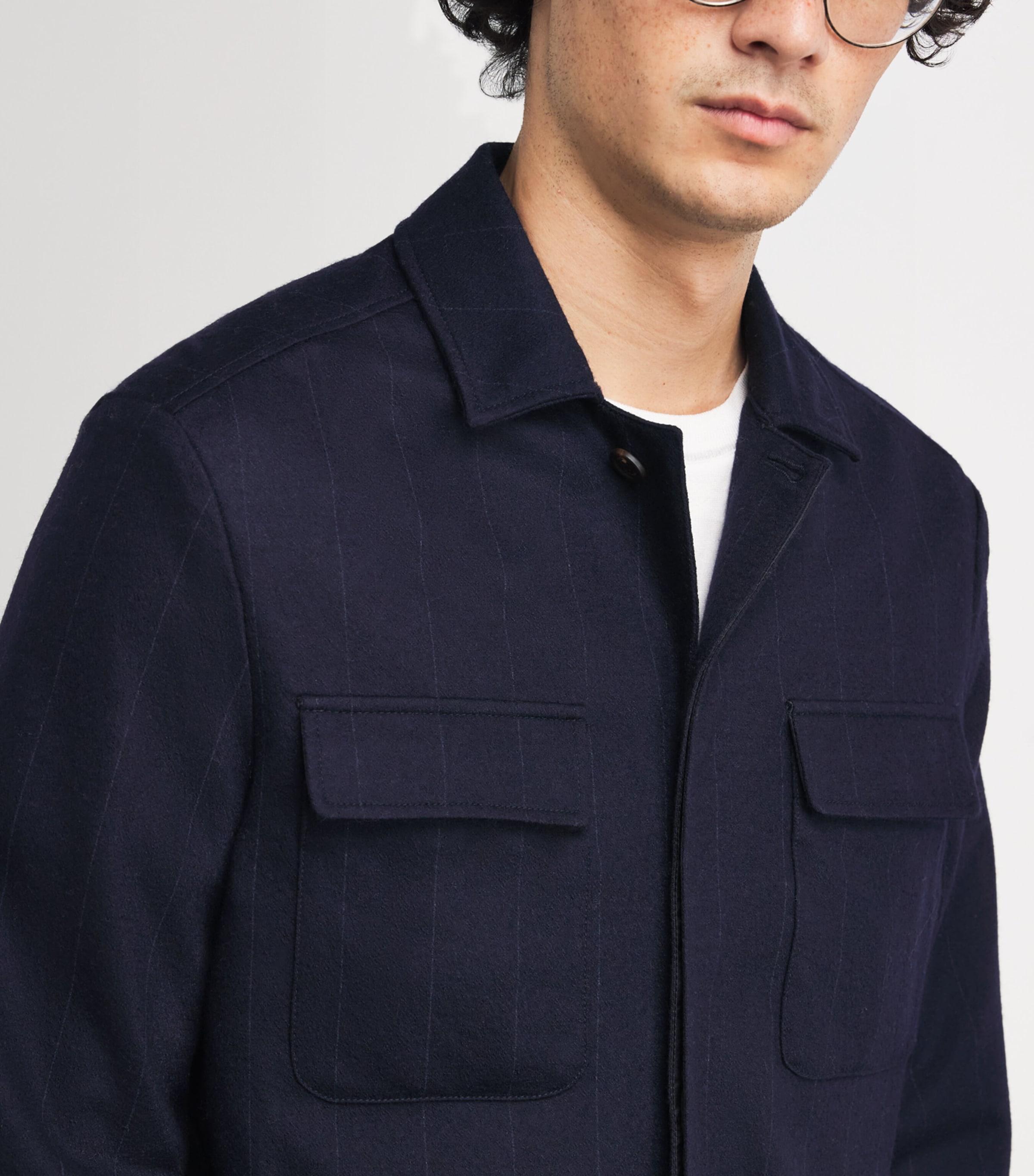 Wool Stripe Overshirt BLU Image 6