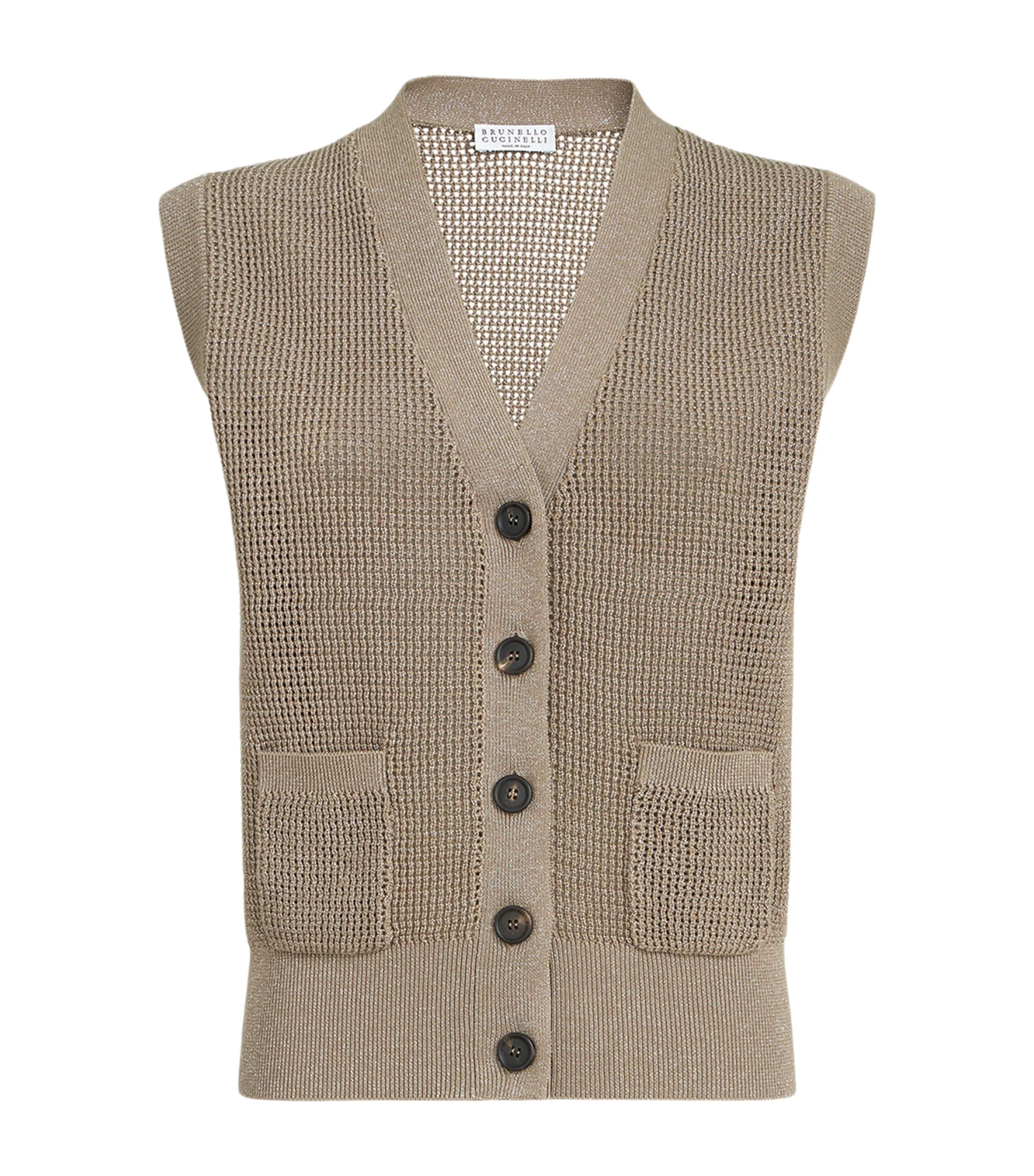 Cotton-Blend Sleeveless Cardigan CCJ17 Image 1