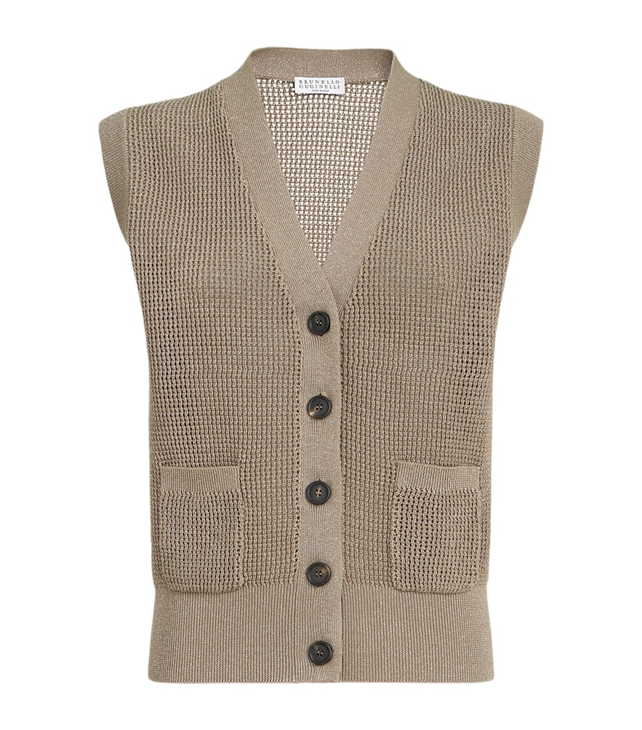 Cotton-Blend Sleeveless Cardigan CCJ17 Image 1