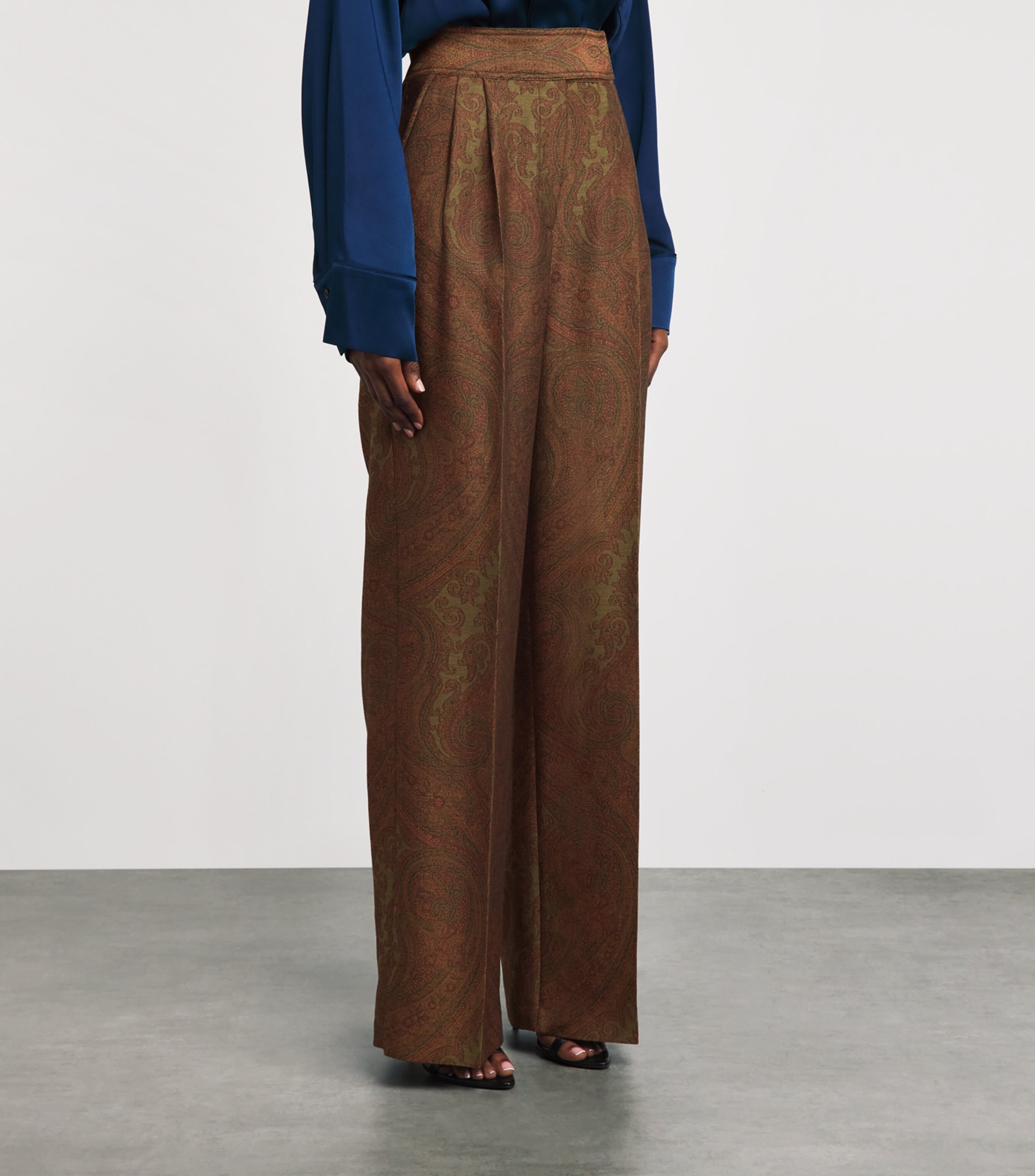 Etro Womens Paisley Jacquard Straight Trousers Multi/green Bs Image 4