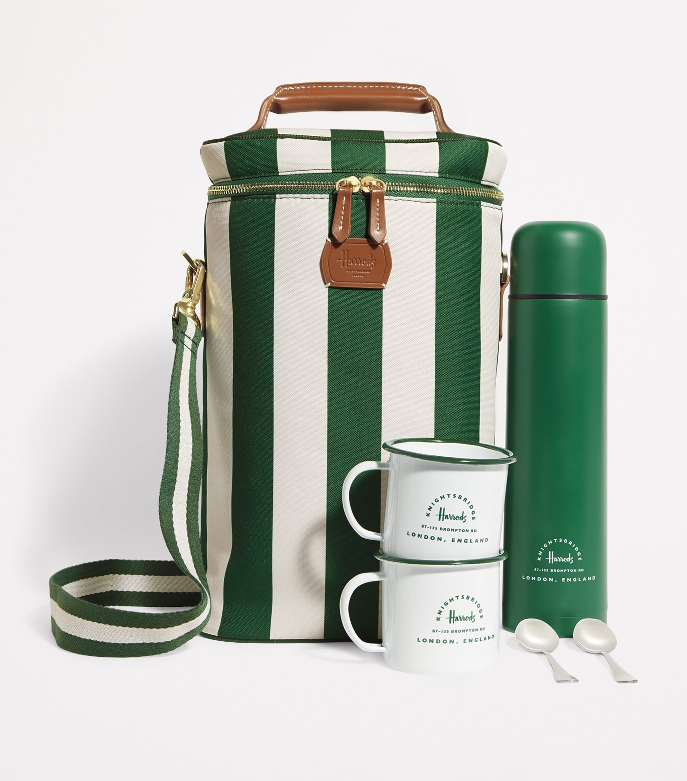 Harrods Striped Drinks Bag Harrods Green Image 3