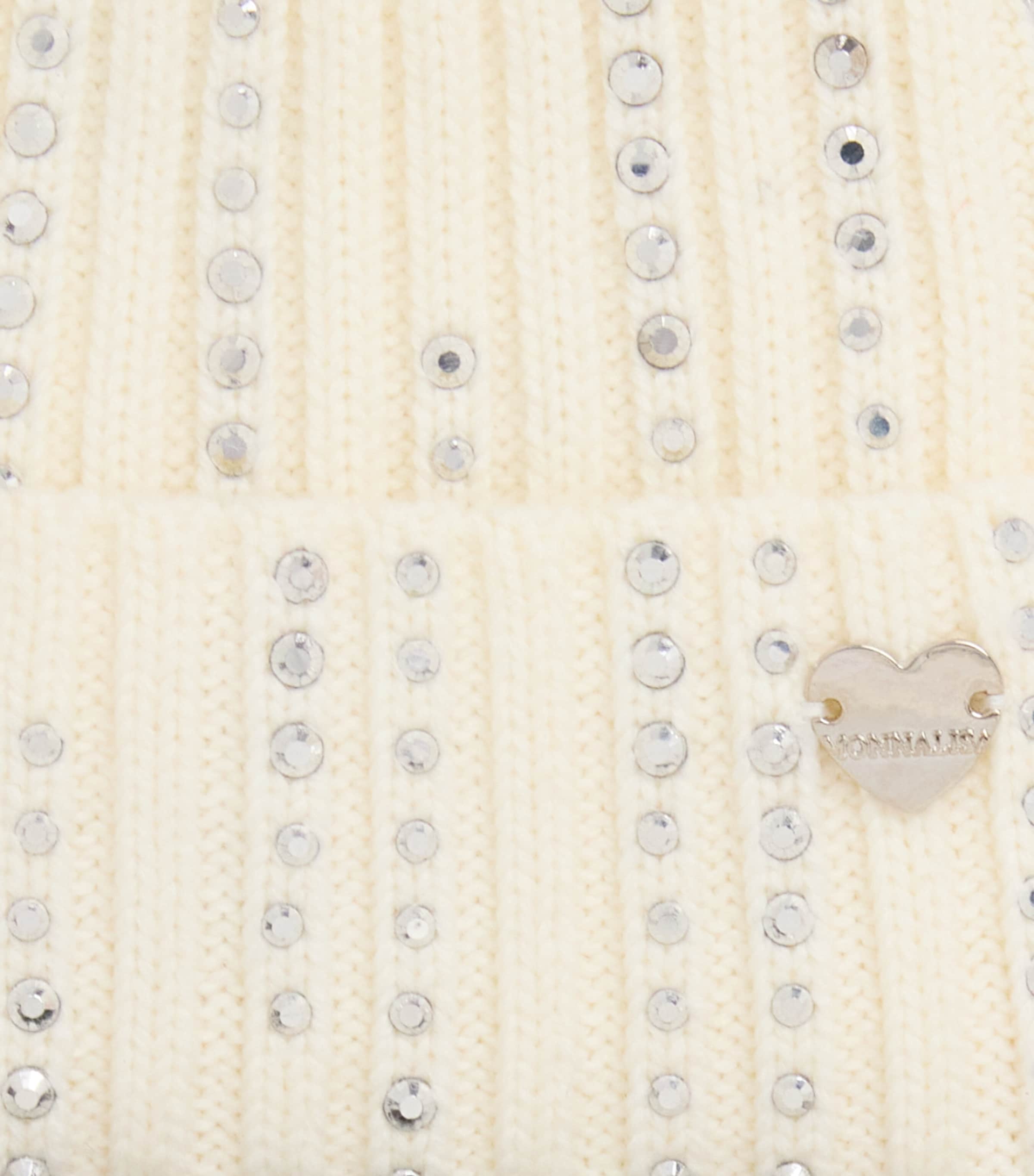 Monnalisa Embellished Knit Hat Panna Image 3