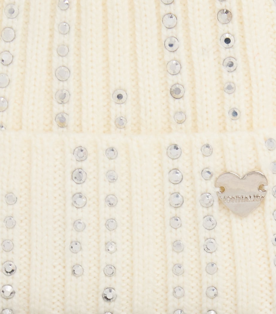 Monnalisa Embellished Knit Hat Panna Image 3