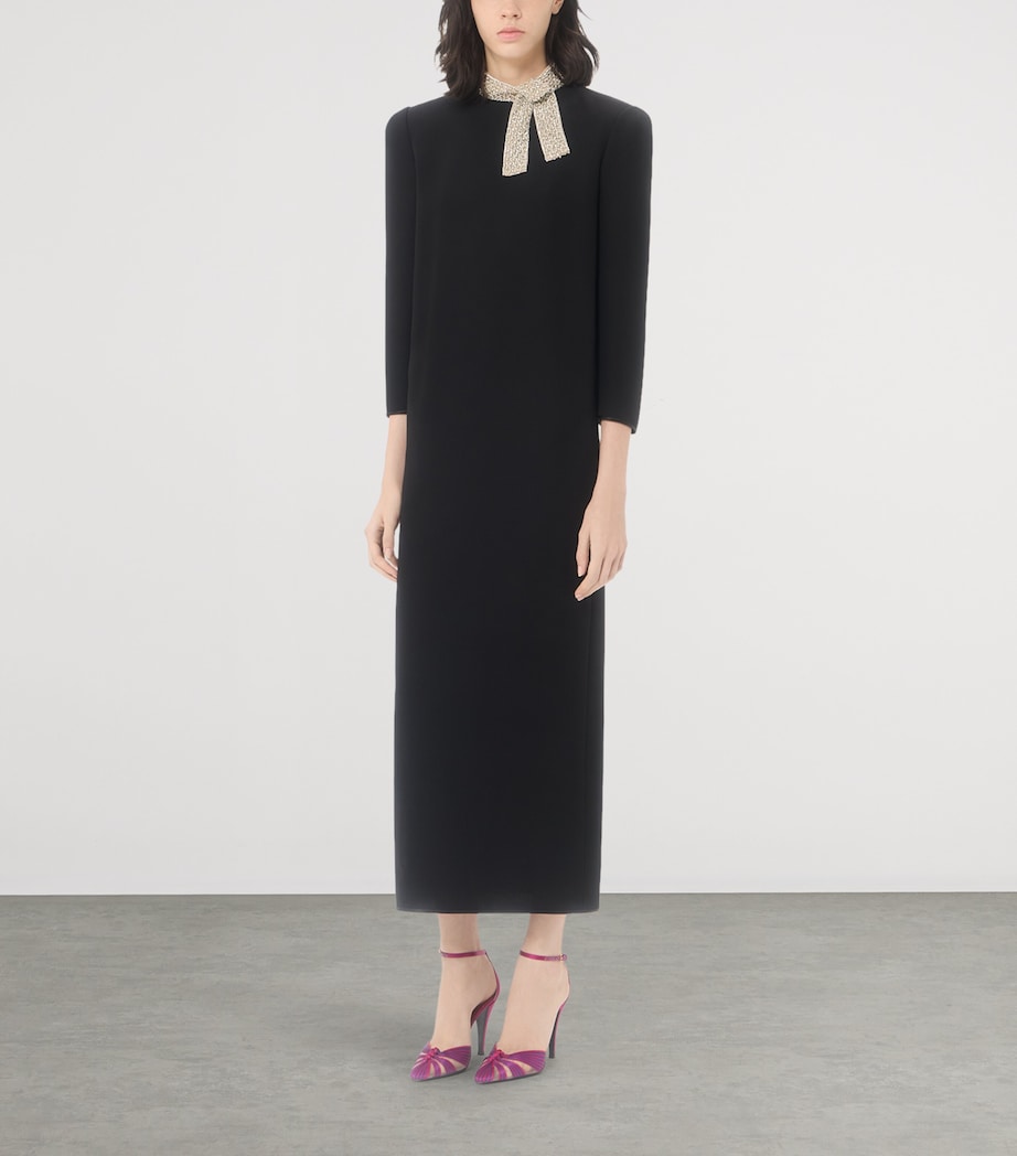 Valentino Womens Silk Embellished-Collar Midi Dress Nud Image 2