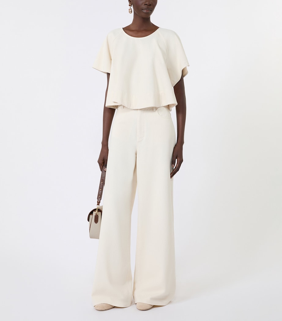 Weekend Max Mara Womens High-Rise Wide-Leg Jeans Ecru Image 2