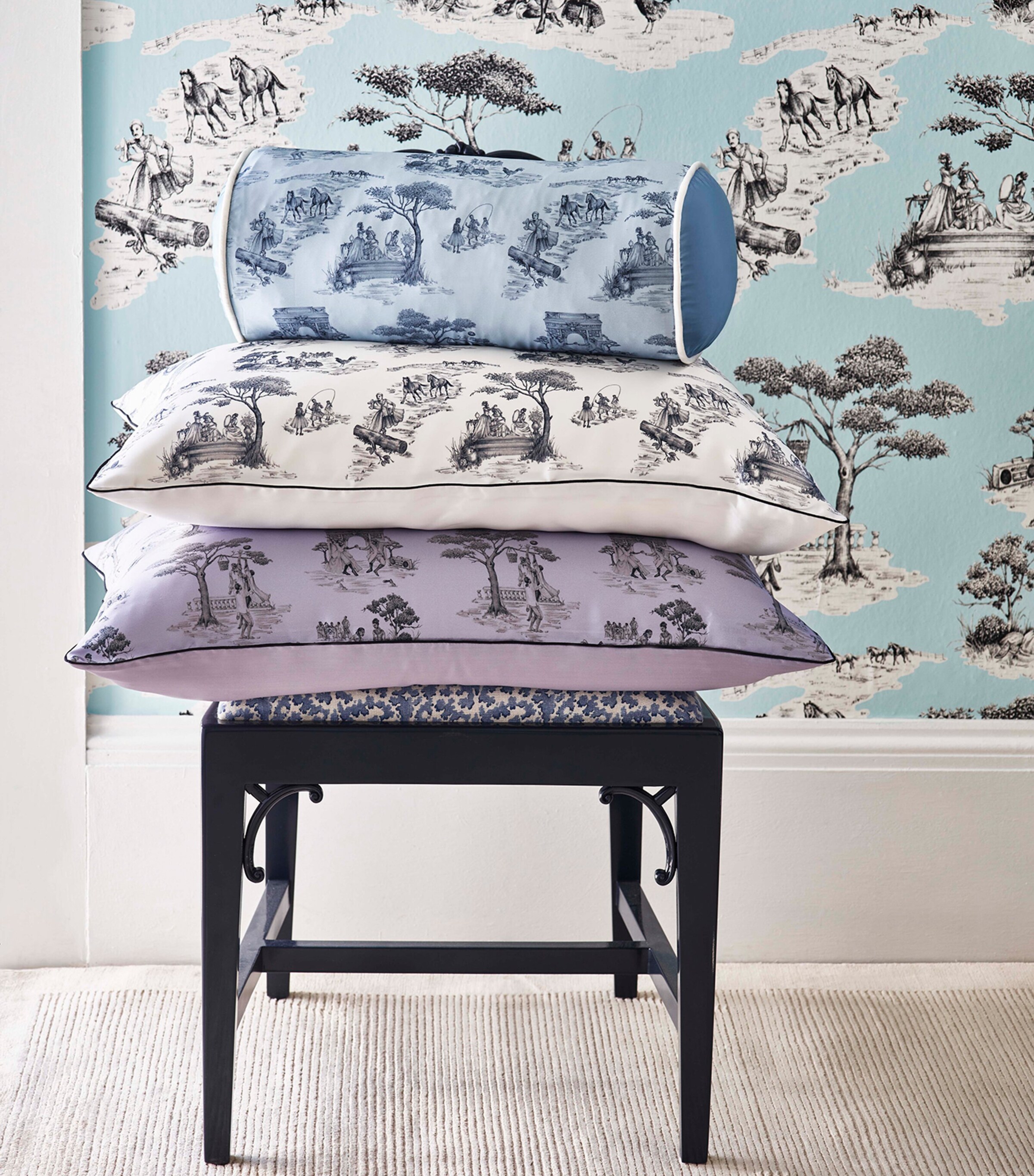 Gingerlily x Sheila Bridges Silk Harlem Toile Pillowcase (50cm x 75cm) Ivory Image 4