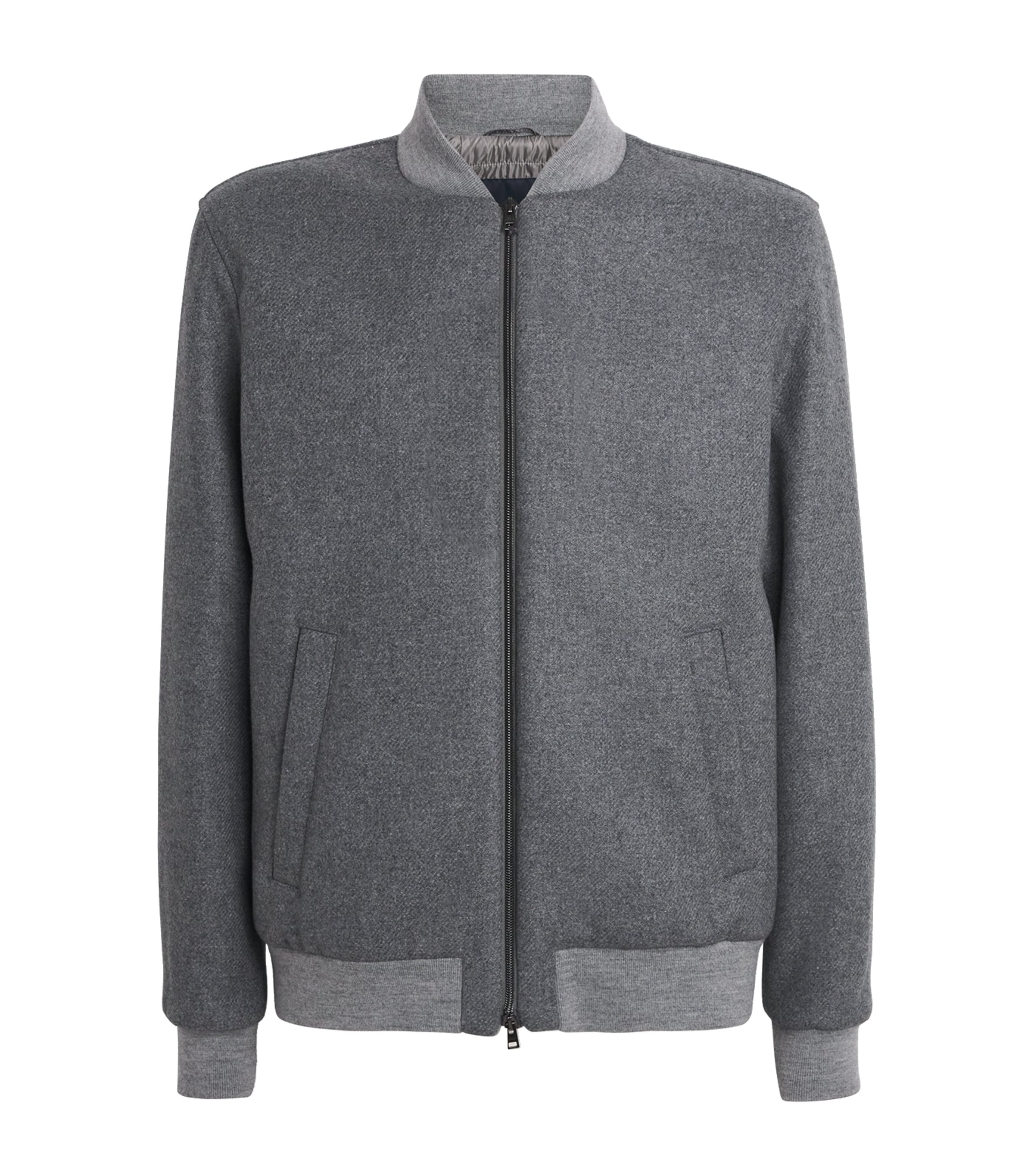 Herno Wool-blend Felt Bomber Jacket In Gray