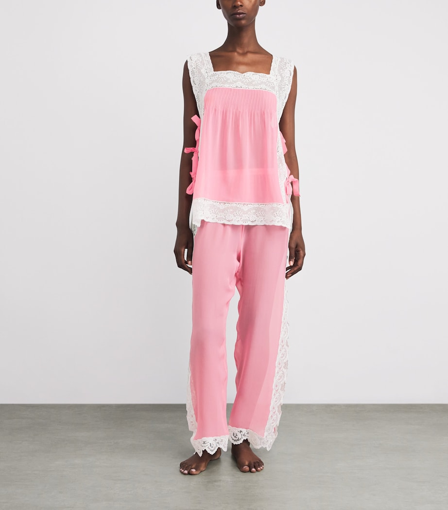 Loretta Caponi Womens Silk Fiocchini Top Pink Dawn Image 2