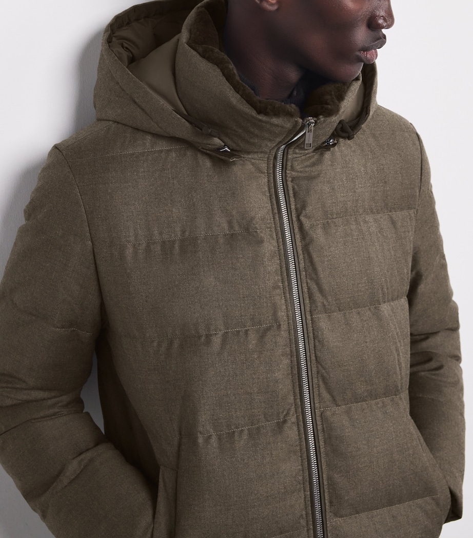 Wool-Silk Green Storm System Mink-Trim Puffer Jacket B3211 ERTH/DRK LCHN Image 6