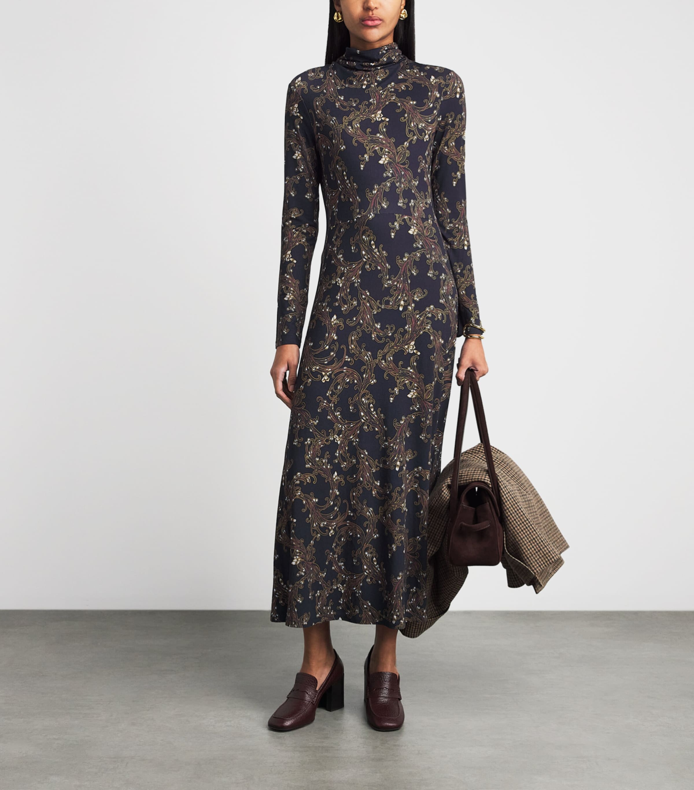 ME+EM Womens Printed Maxi Dress Navy Multi Image 1