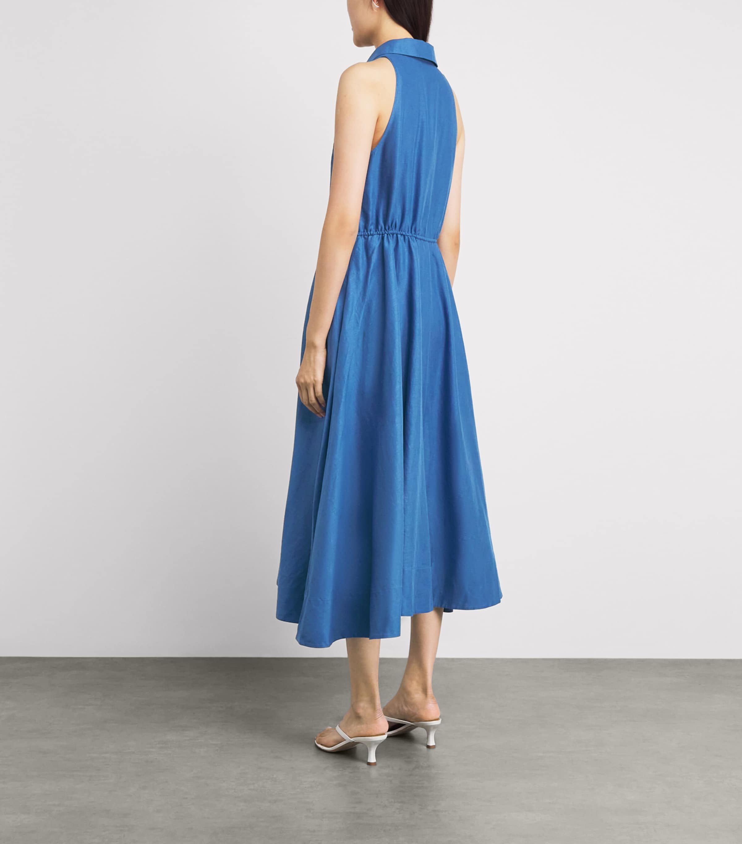 Toccin Womens Linen-Cotton Tiana Sleeveless Shirt Dress Ocean Image 4