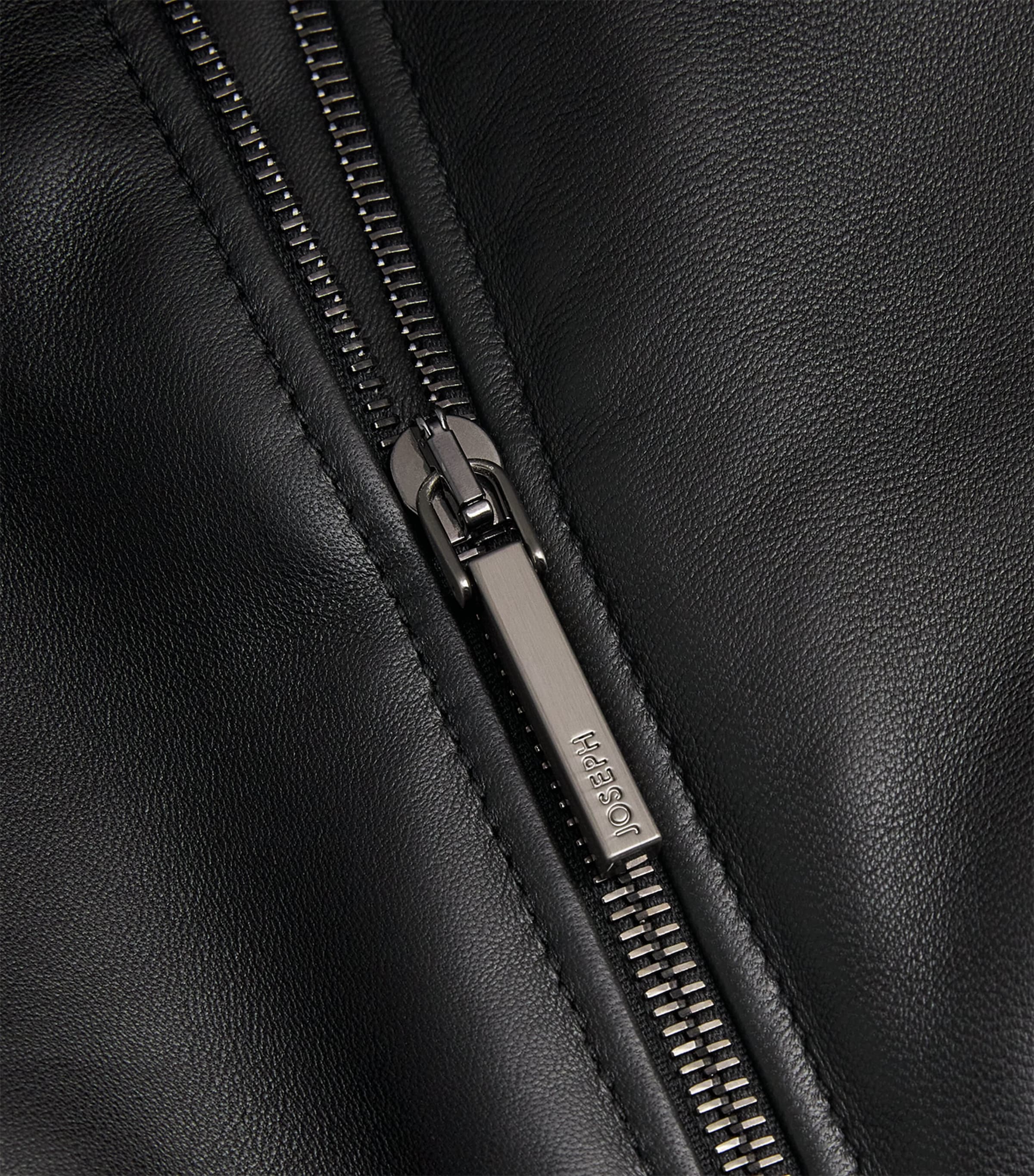 Leather Quinn Bomber Jacket BLACK Image 5