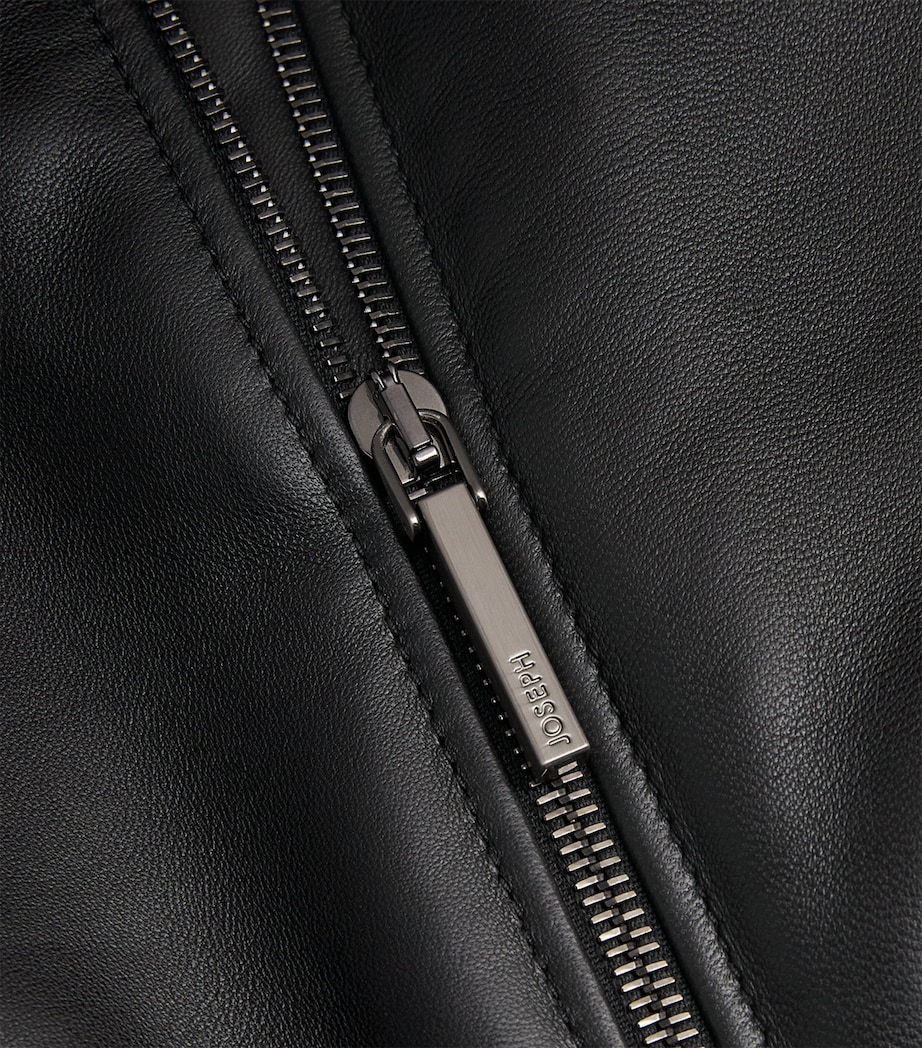 Leather Quinn Bomber Jacket BLACK Image 5