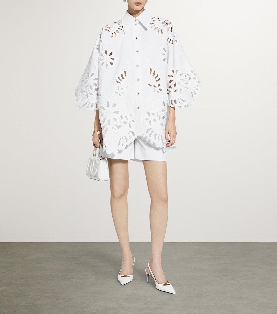 Dolce&Gabbana Womens Floral Cut-Out Shirt Optical White Image 2