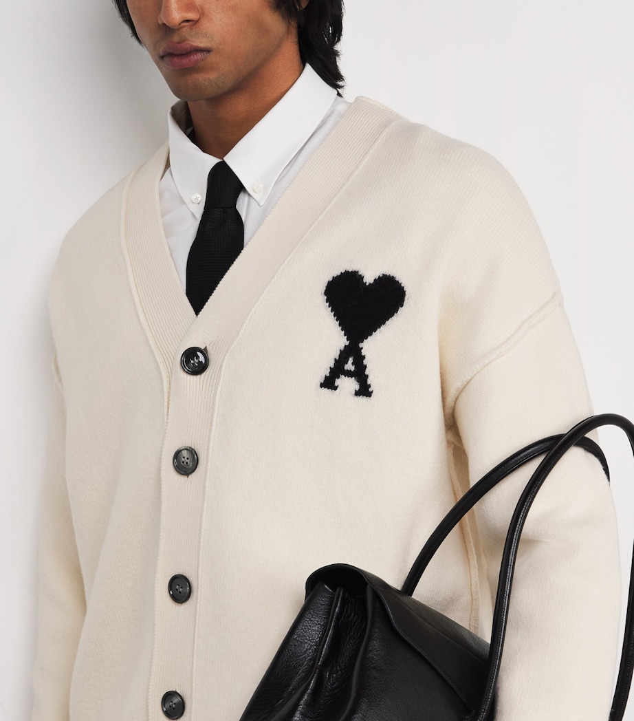 Virgin Wool Ami de Coeur Cardigan 151 - ECRU/NOIR Image 6