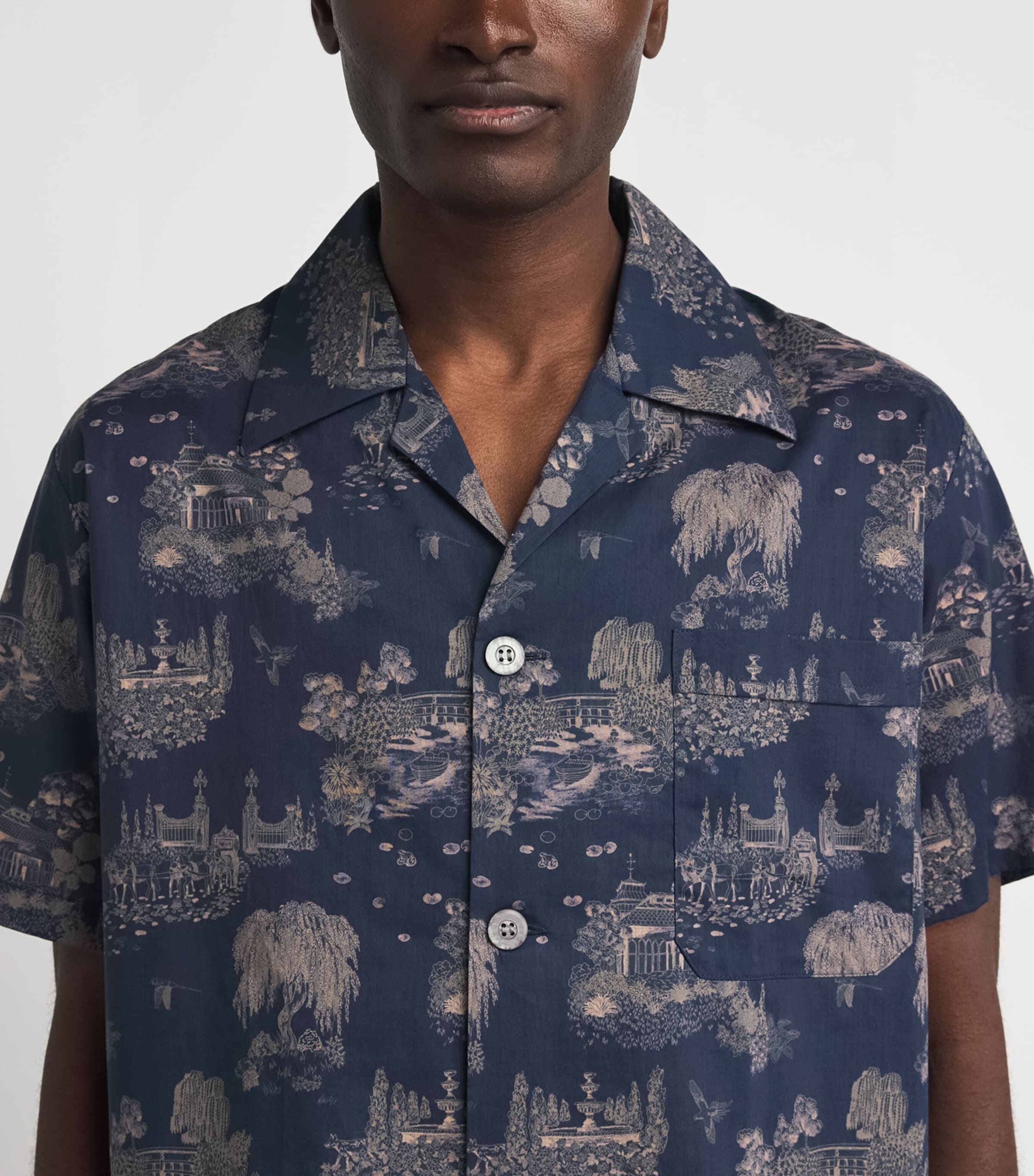 Derek Rose Mens Cotton Ledbury Pyjama Set Nav Image 3