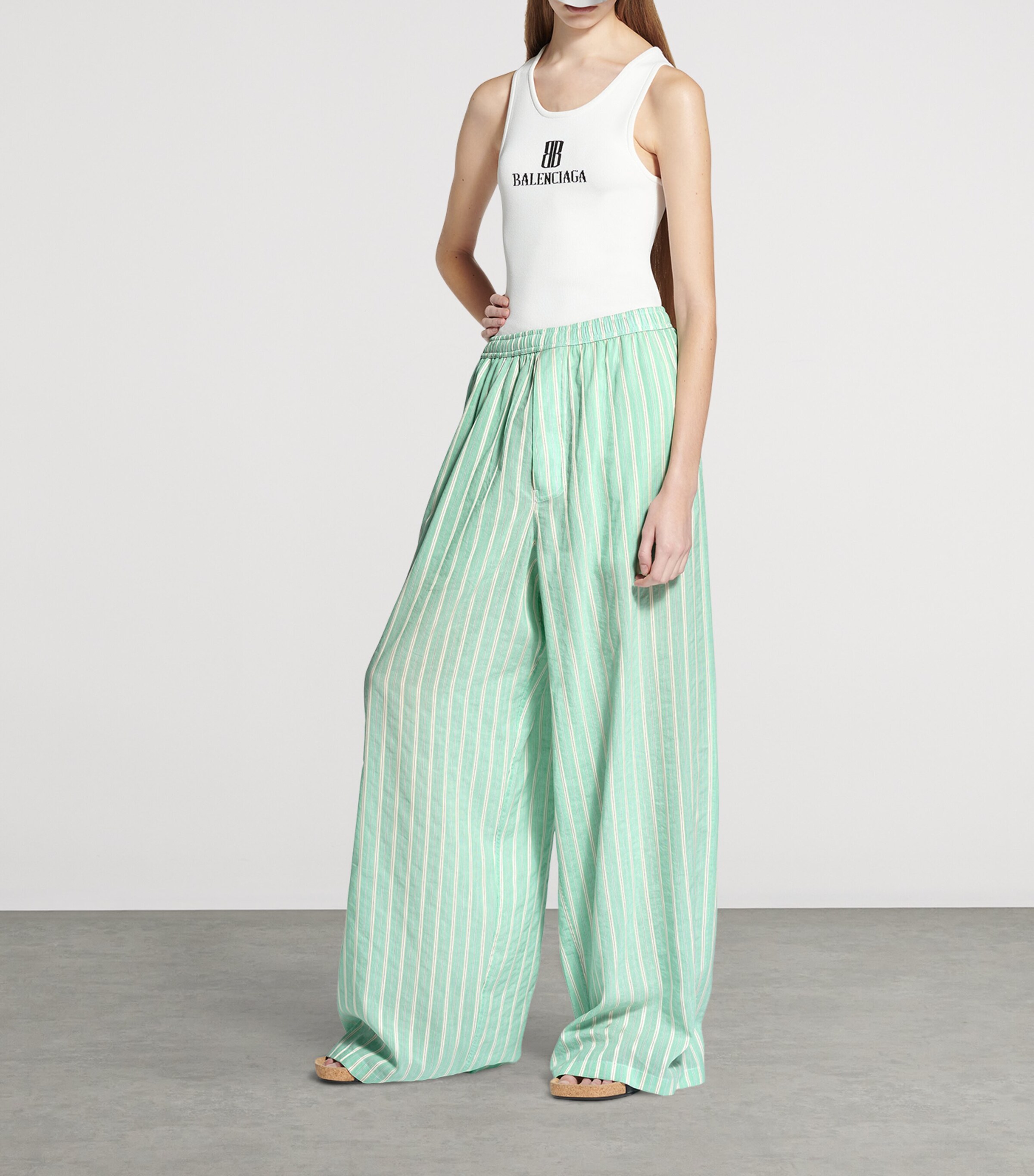 【関税&送料込】Balenciaga Striped Cupro Oversized Trousers Balenciaga Cupro-Cotton Stripe Trousers | Harrods UK
