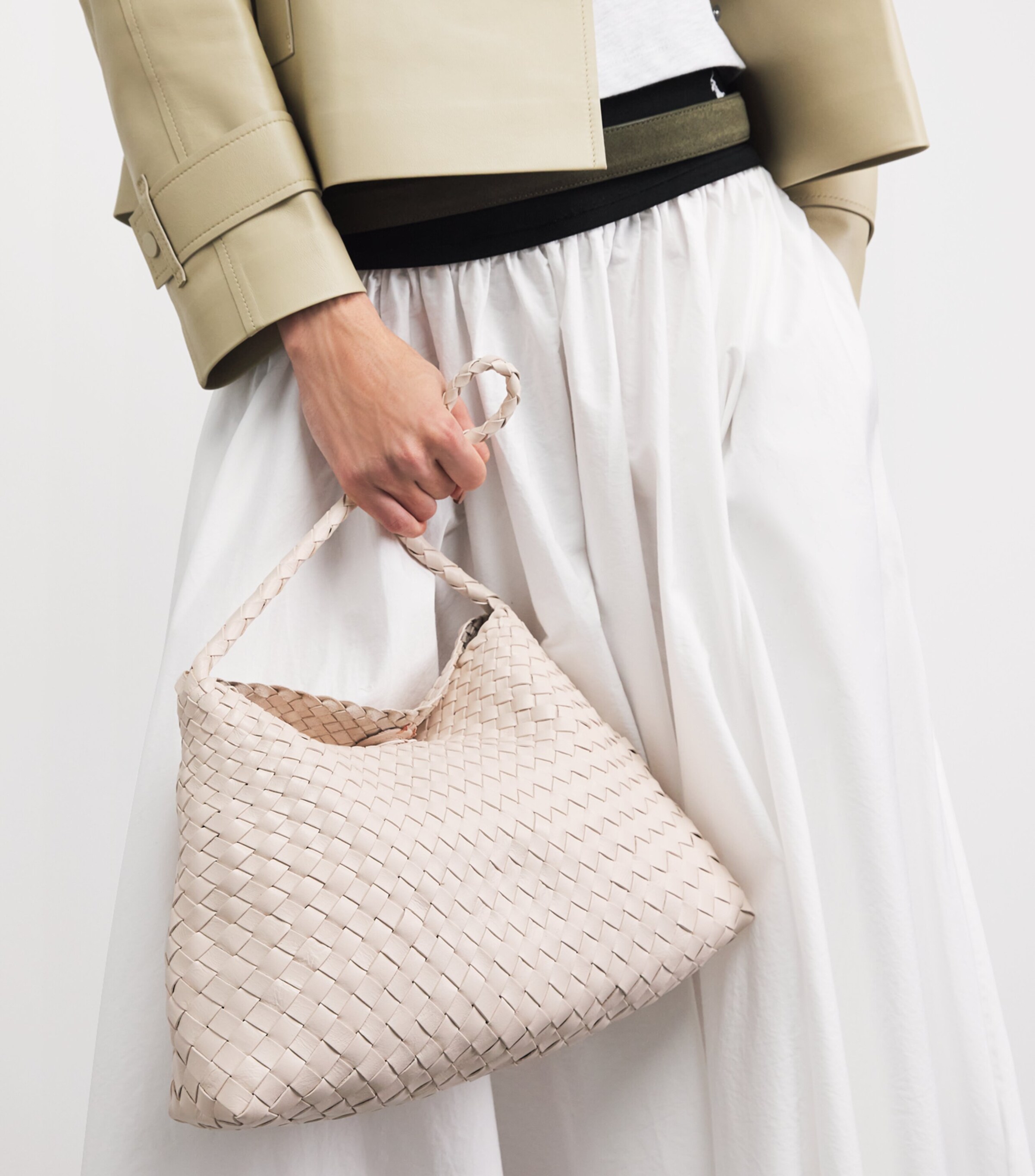 DRAGON DIFFUSION Leather Woven Santa Maria Shoulder Bag Sand Image 4