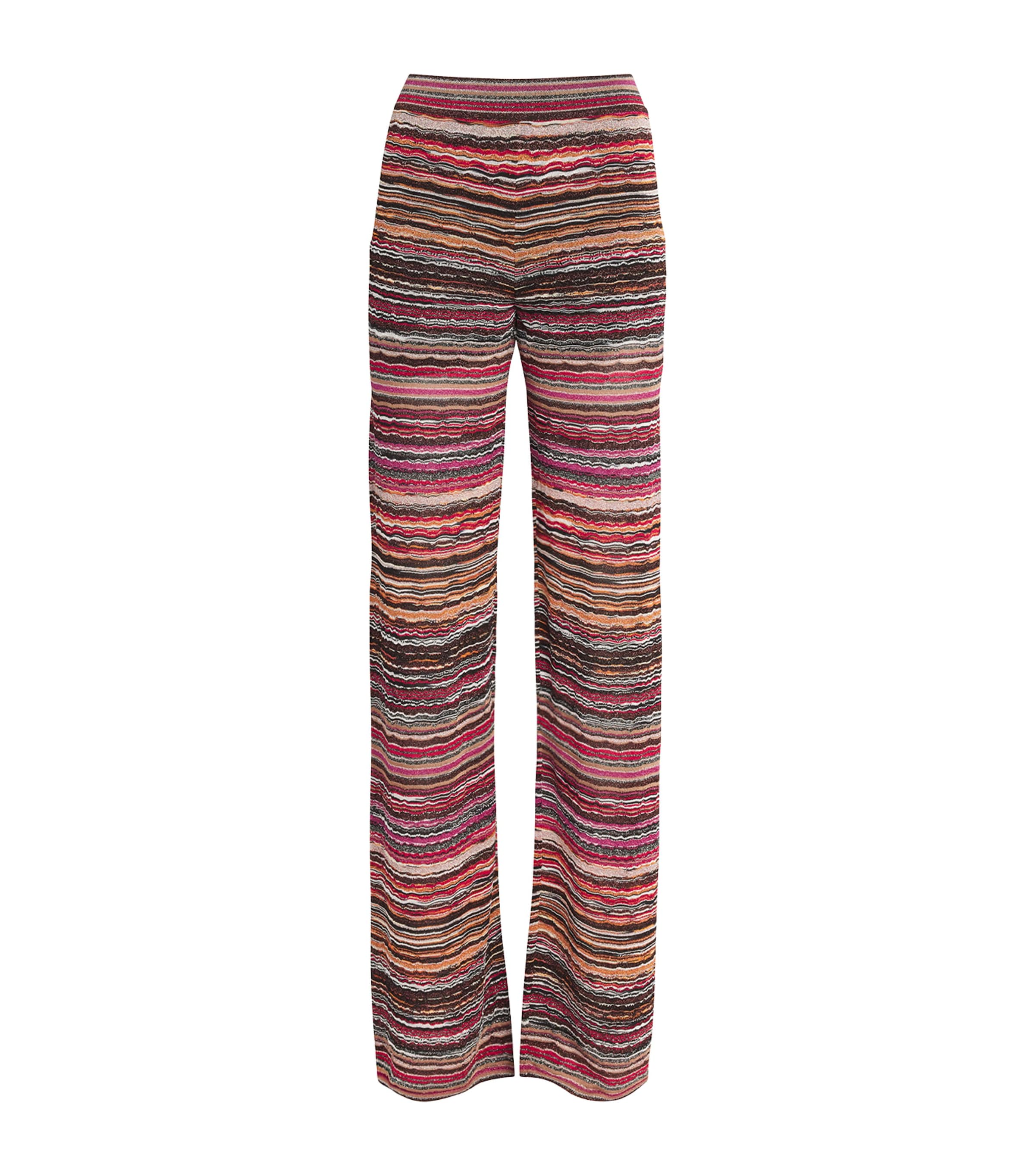 Missoni Womens Striped Metallic-weave Straight-leg Mid-rise Knitted Trousers