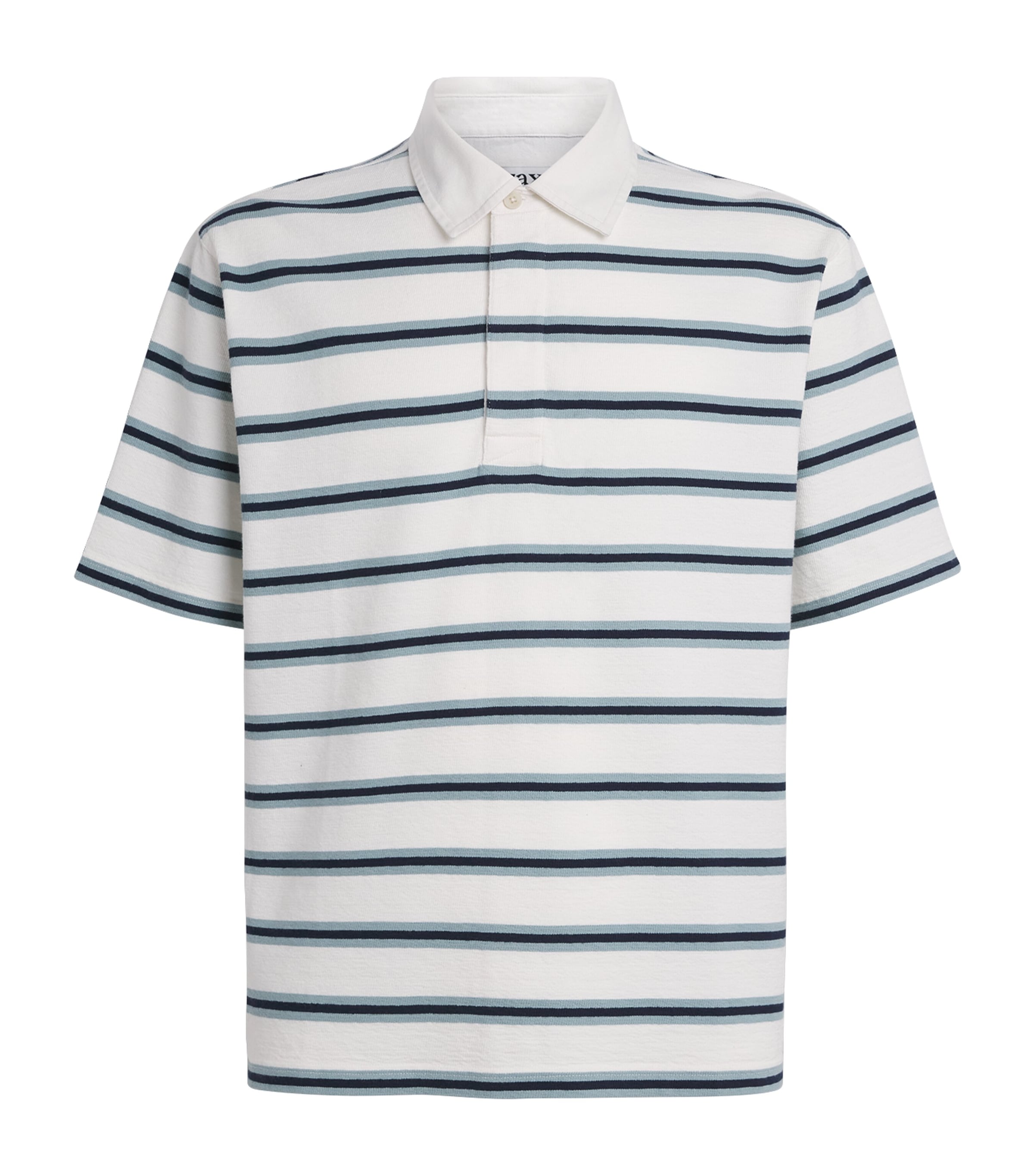 Wax London Mens Organic Cotton Redman Polo Shirt Ecru / Stripe Image 1