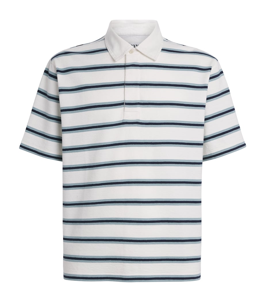 Wax London Mens Organic Cotton Redman Polo Shirt Ecru / Stripe Image 1