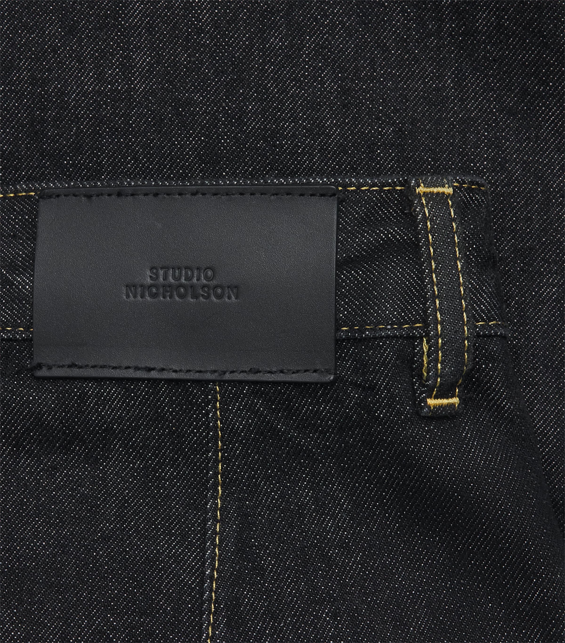 Studio Nicholson Mens Pleated Wide-Leg Jeans Black Image 6