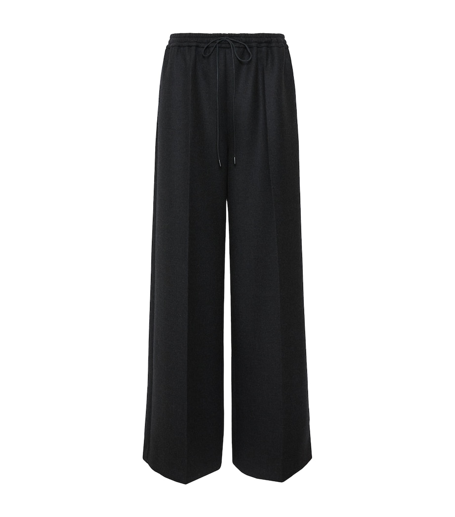 Max Mara Womens Stretch-Virgin Wool Drawstring Trousers Dark Grey Image 1