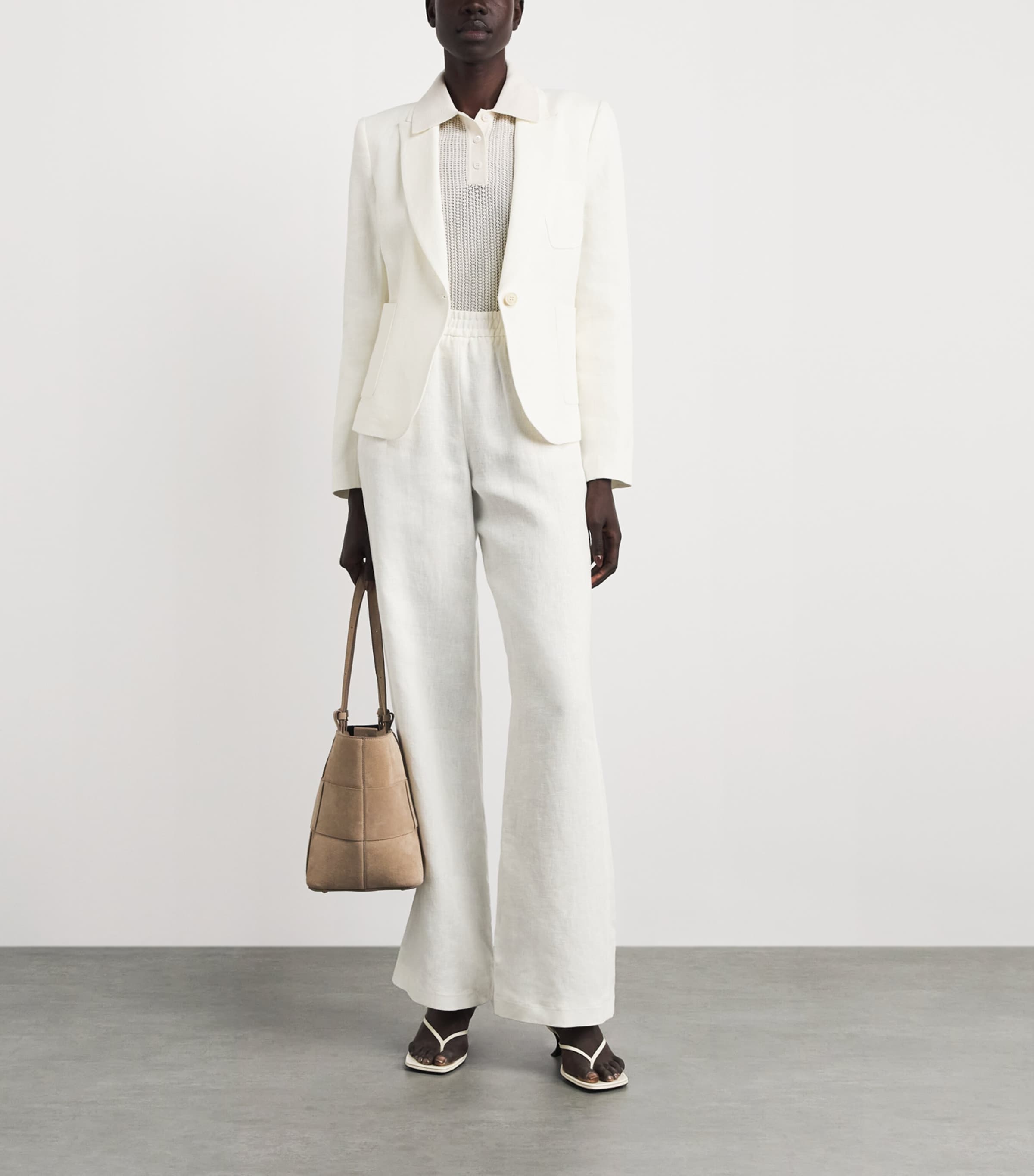 Eleventy Womens Linen Single-Breasted Blazer Bianco Image 2