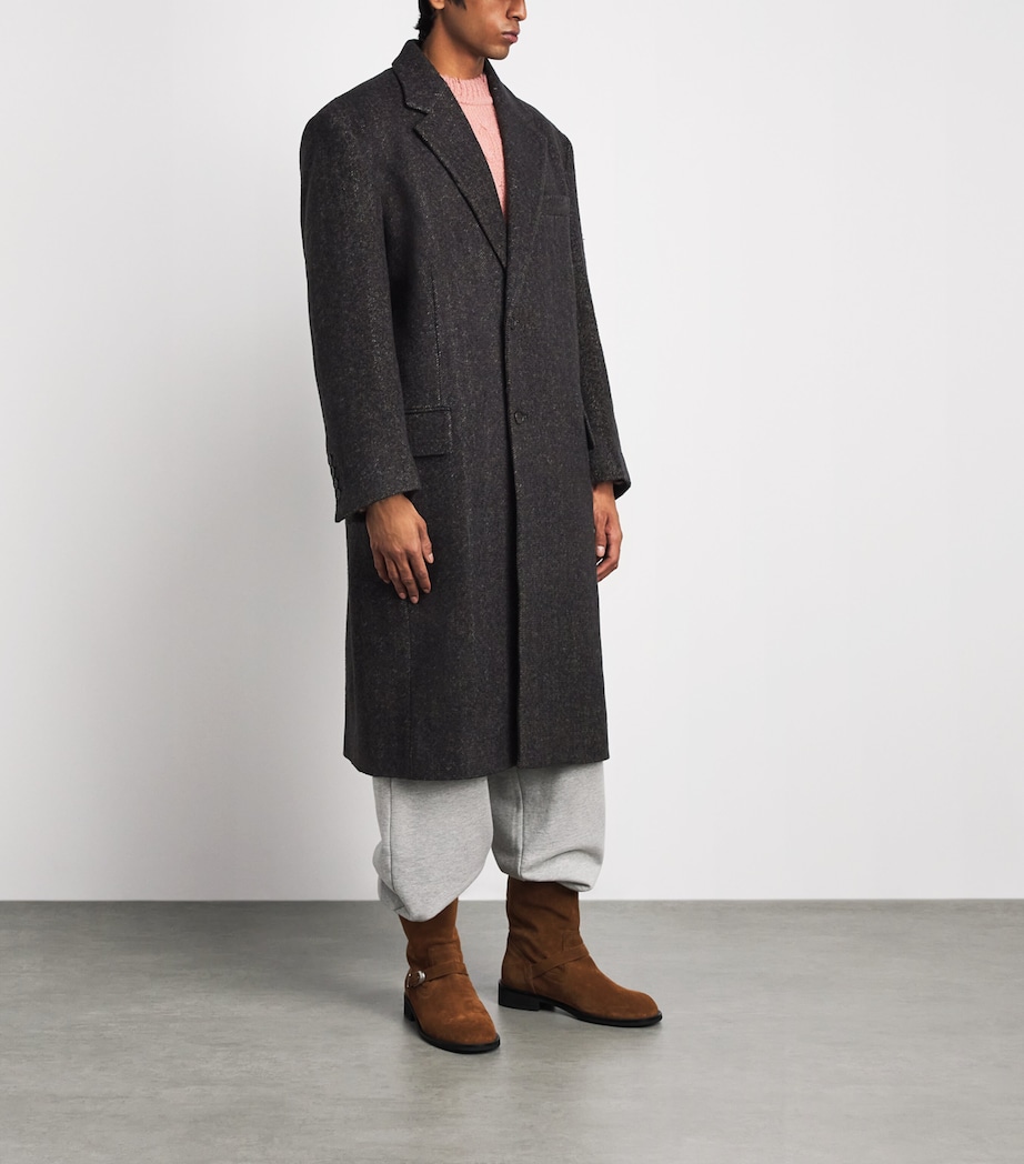 System Mens Wool Single-Breasted Overcoat Dark Brown Image 4