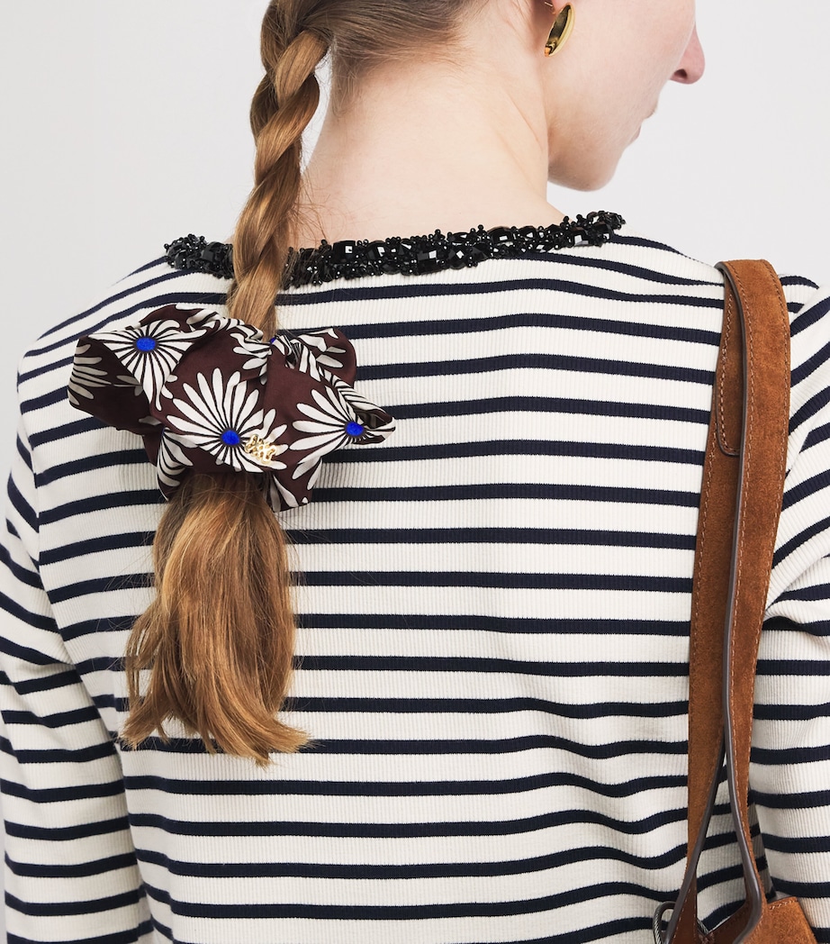 Sandro Paris Silk Floral Print Scrunchie Marron / Bleu Image 2