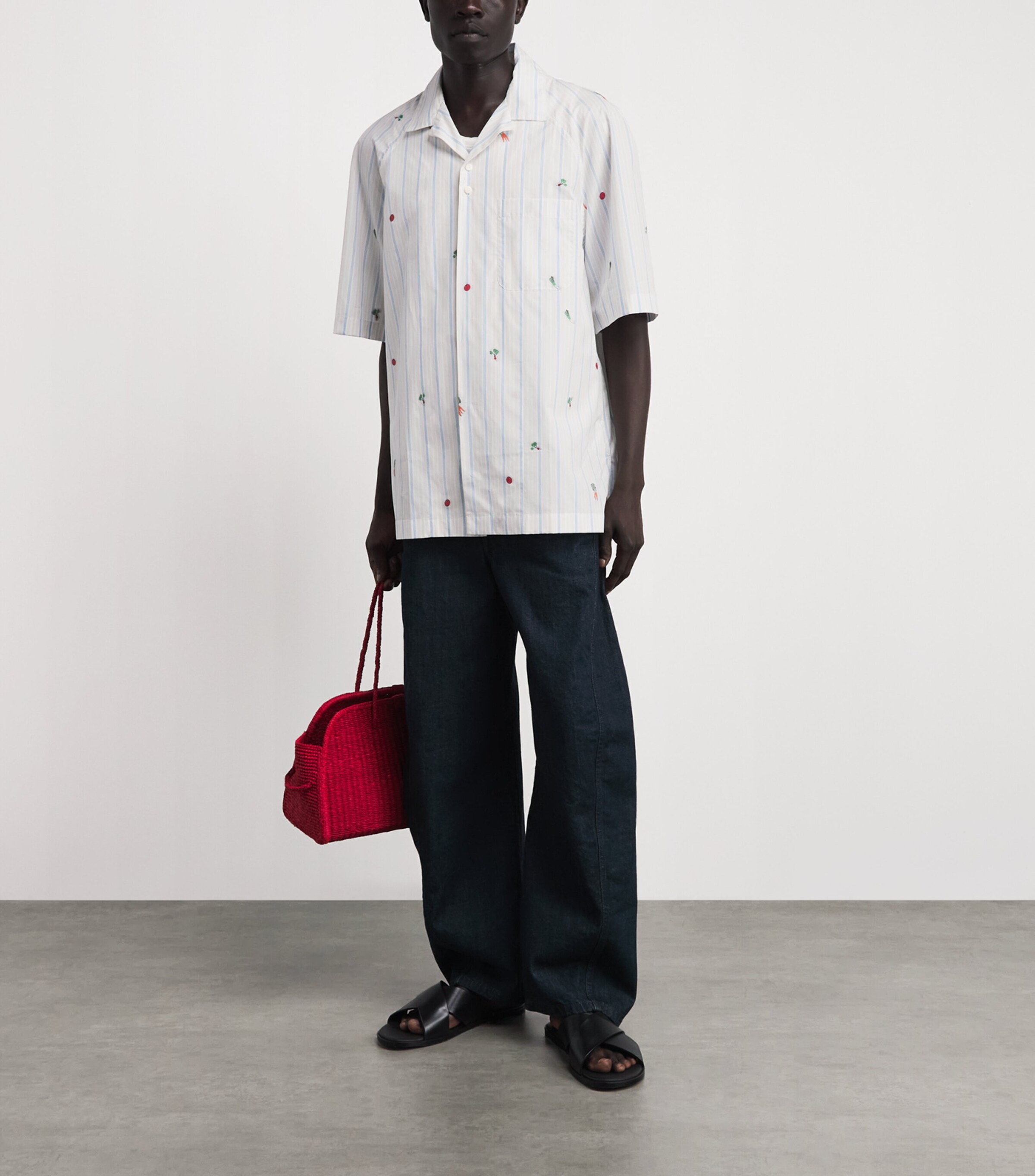 Jacquemus Mens Cotton Short-Sleeve Romarin Shirt Jcqrd Clssc Strp Image 2