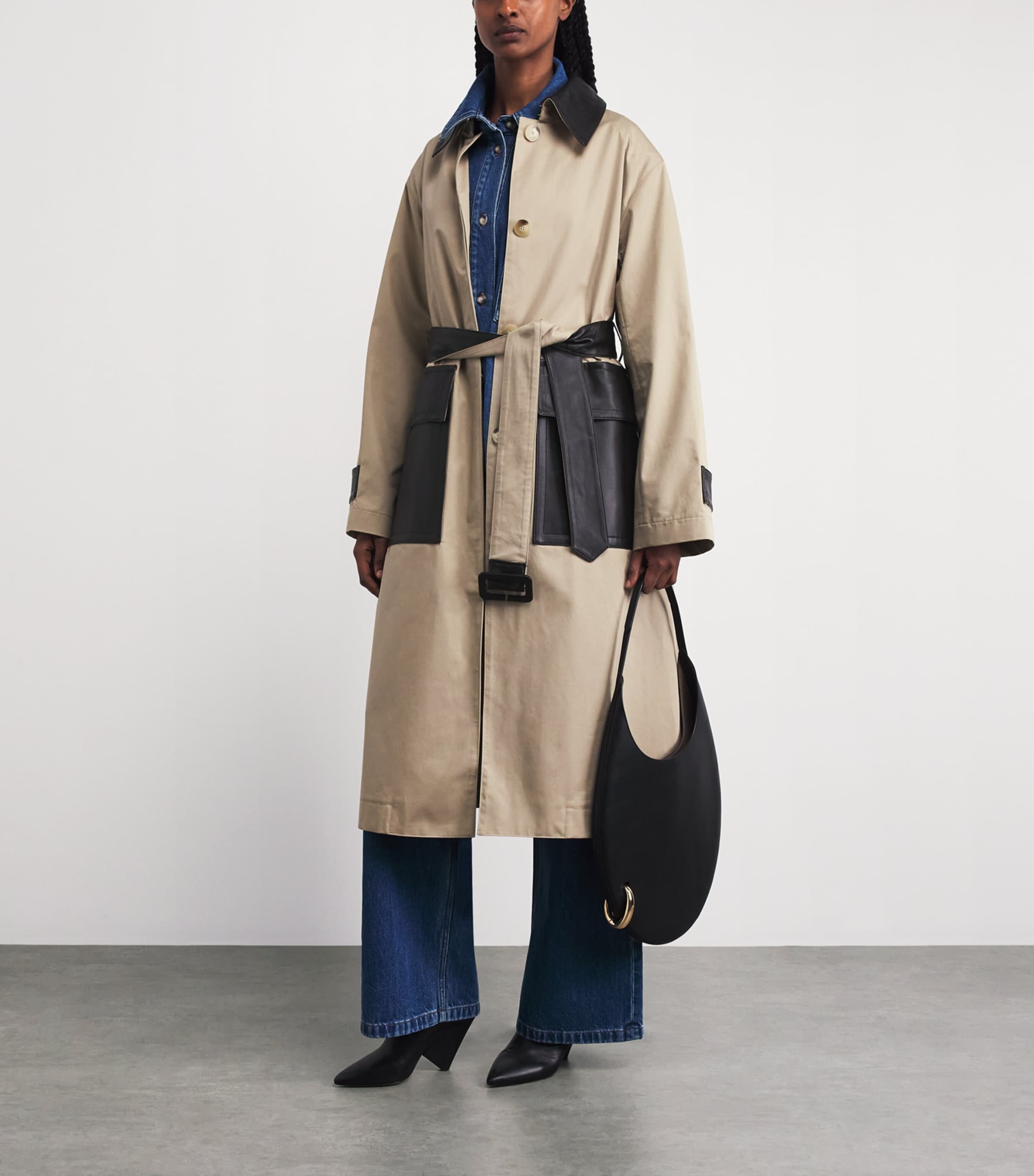 Joseph Womens Cotton Zaman Trench Coat Dark Powder Image 2