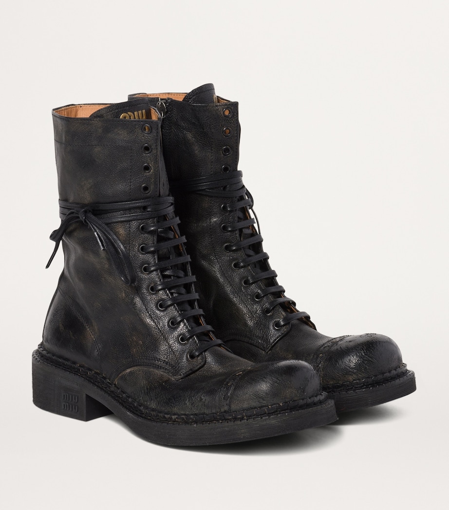 Leather Lace-Up Boots F0002 Image 2