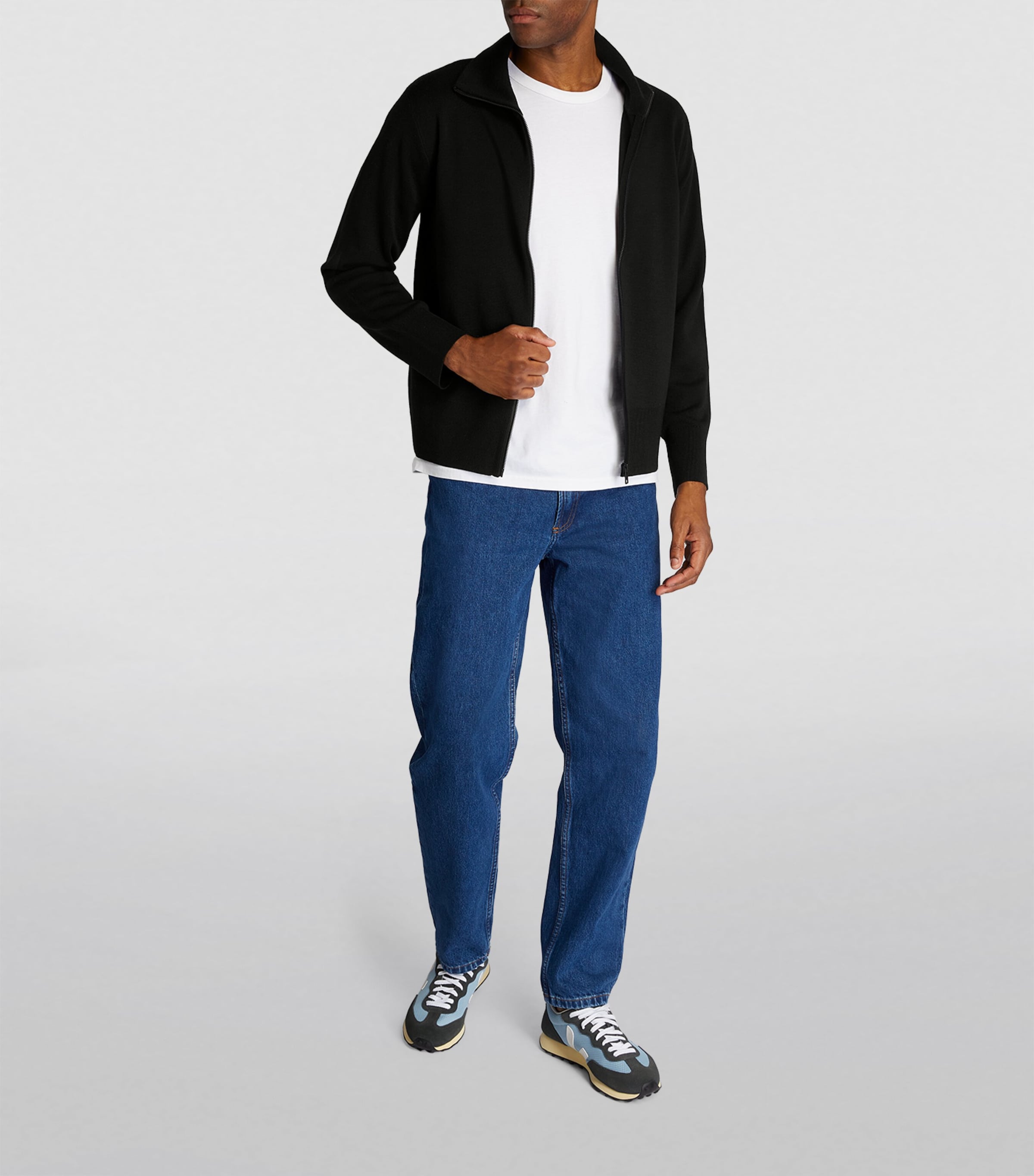 Wool Zip-Up Cardigan BLACK Image 2