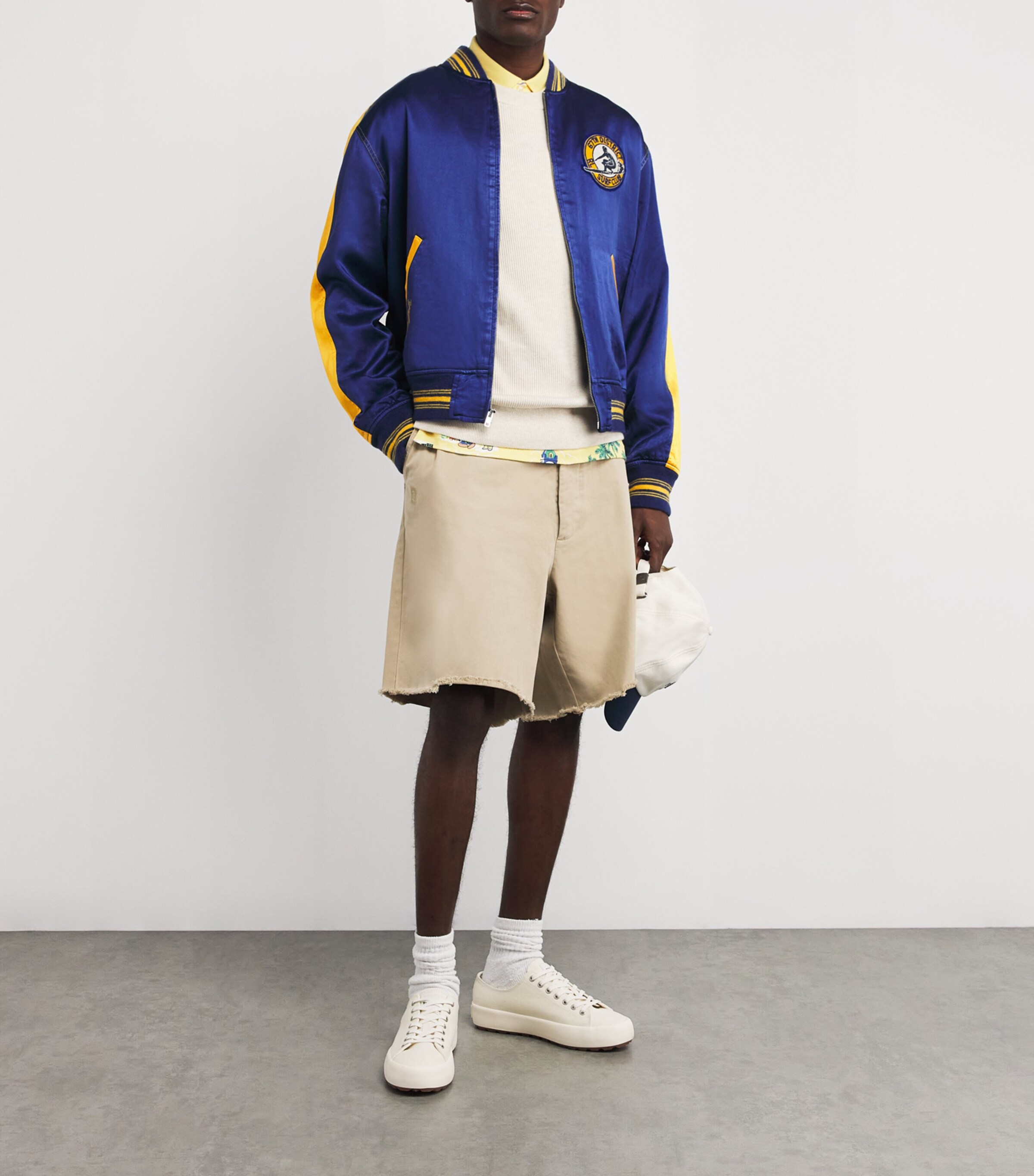 Polo Ralph Lauren Mens Cotton-Blend Varsity Bomber Jacket Blue Image 2