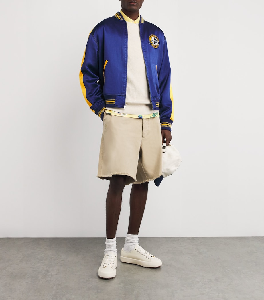 Polo Ralph Lauren Mens Cotton-Blend Varsity Bomber Jacket Blue Image 2