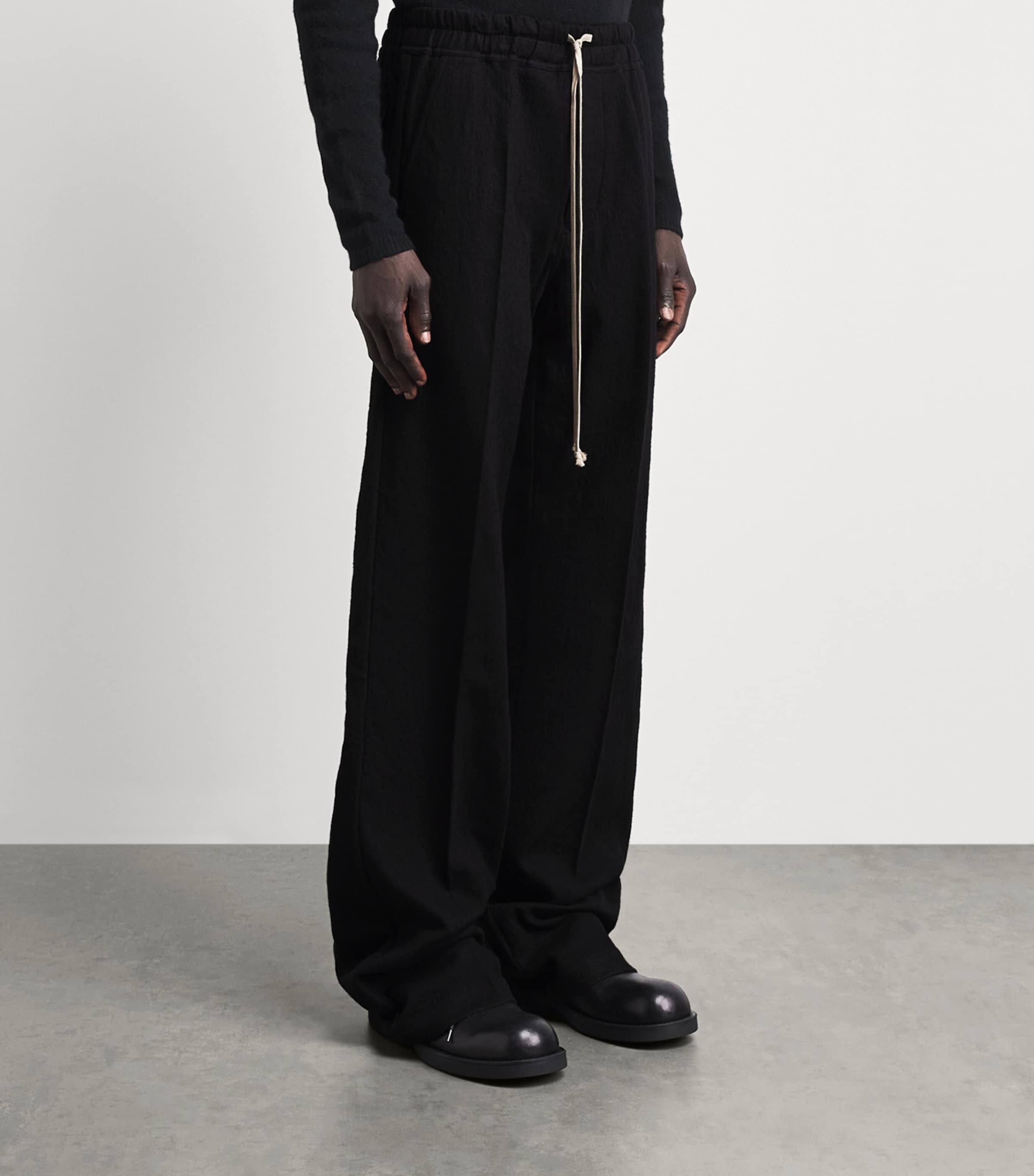 Rick Owens Mens Cotton-Wool Dietrich Sweatpants Black Image 4