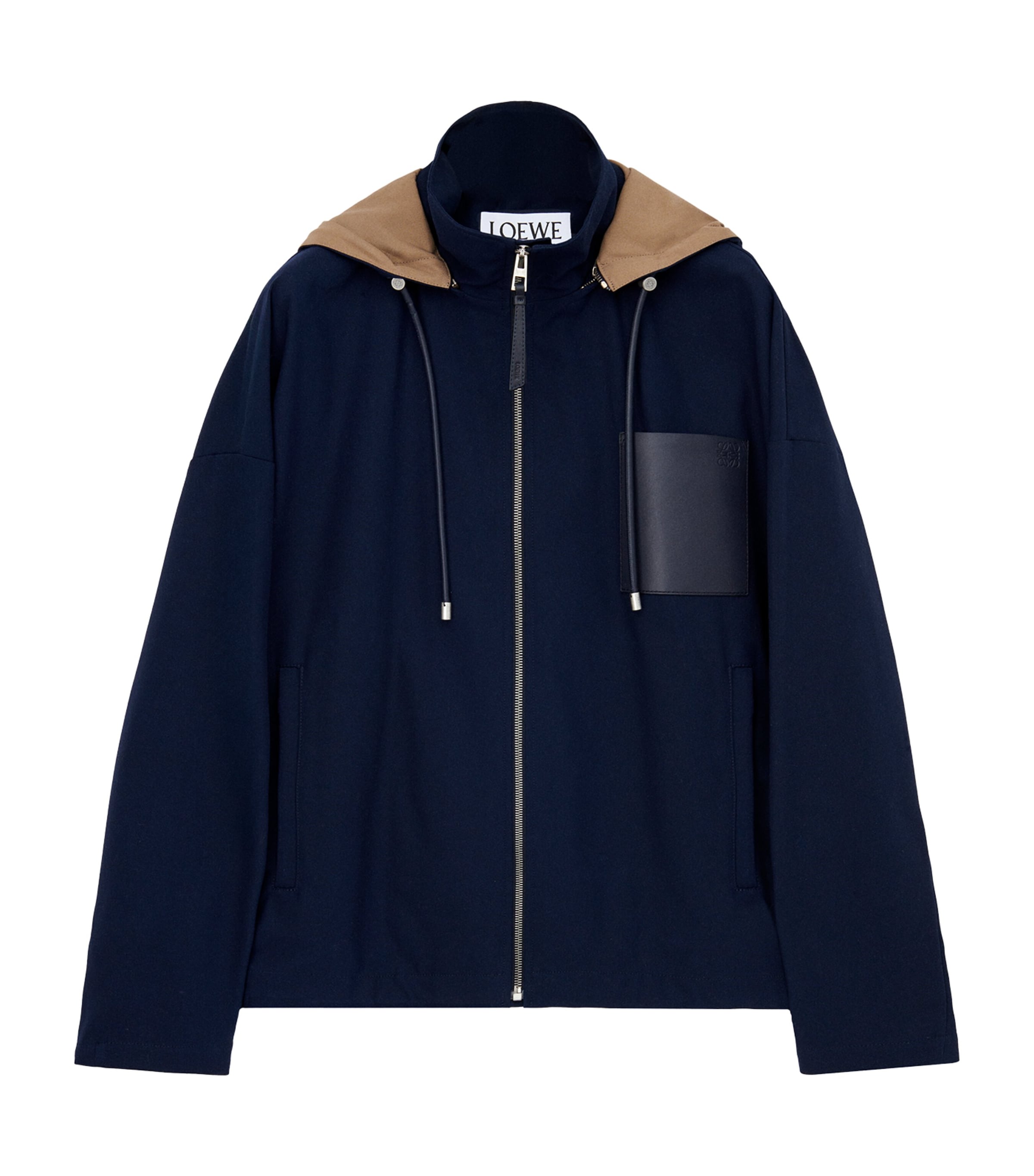 Cotton Hooded Jacket NAVY/BEIGE Image 1