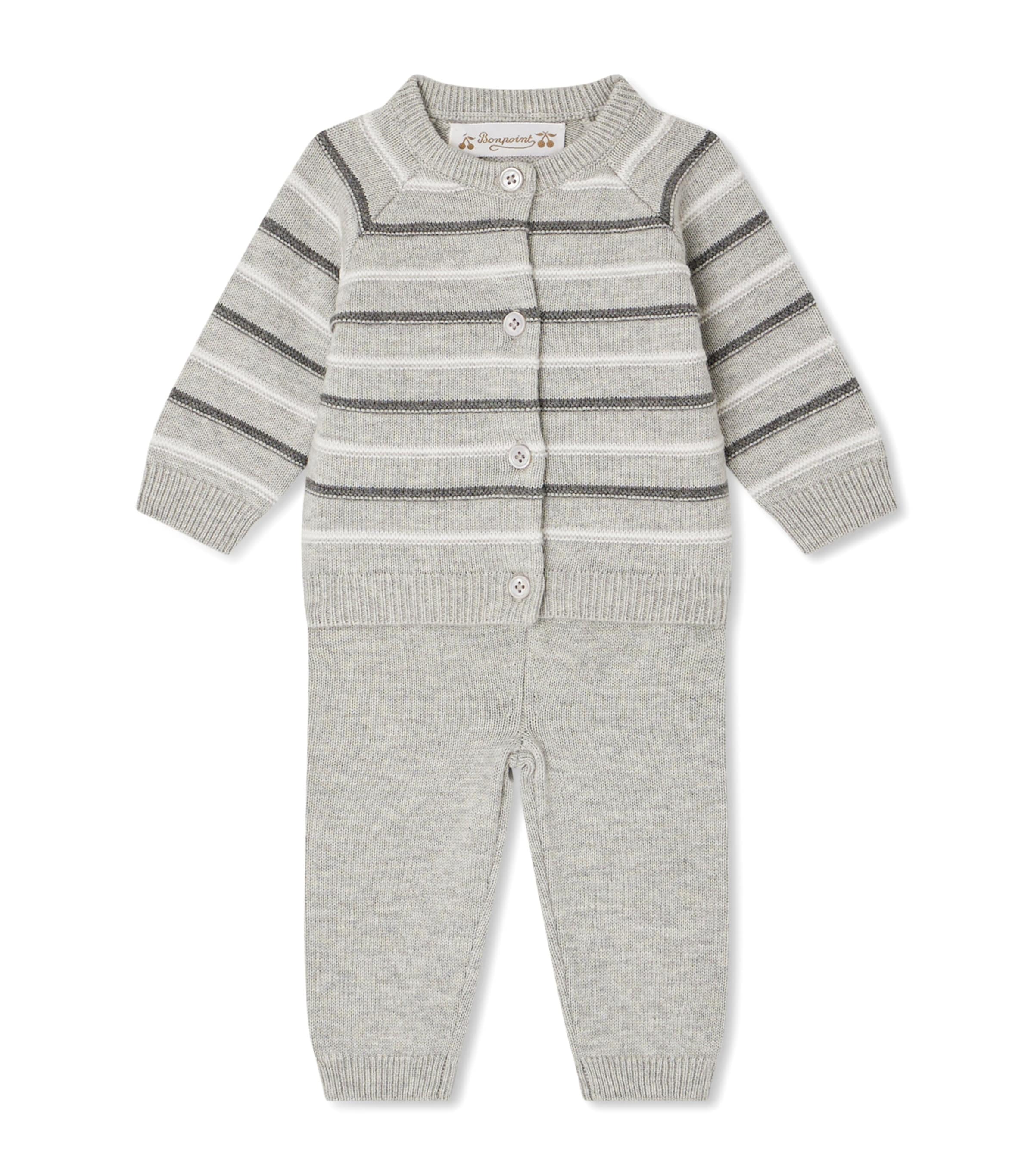 Bonpoint Wool-cotton Justio Sweater And Leggings Set In Gray