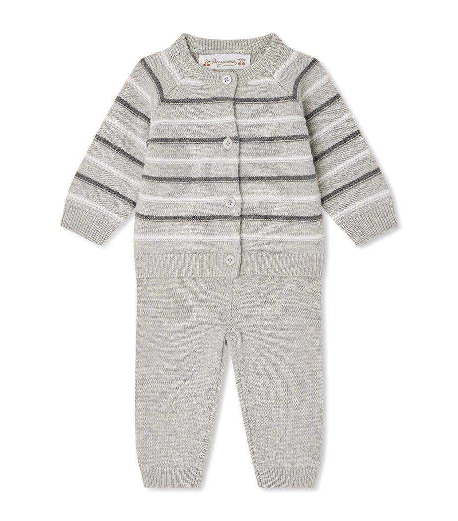 Wool-Cotton Justio Cardigan and Leggings Set (1-18 Months) GRIS CLAIR Image 1
