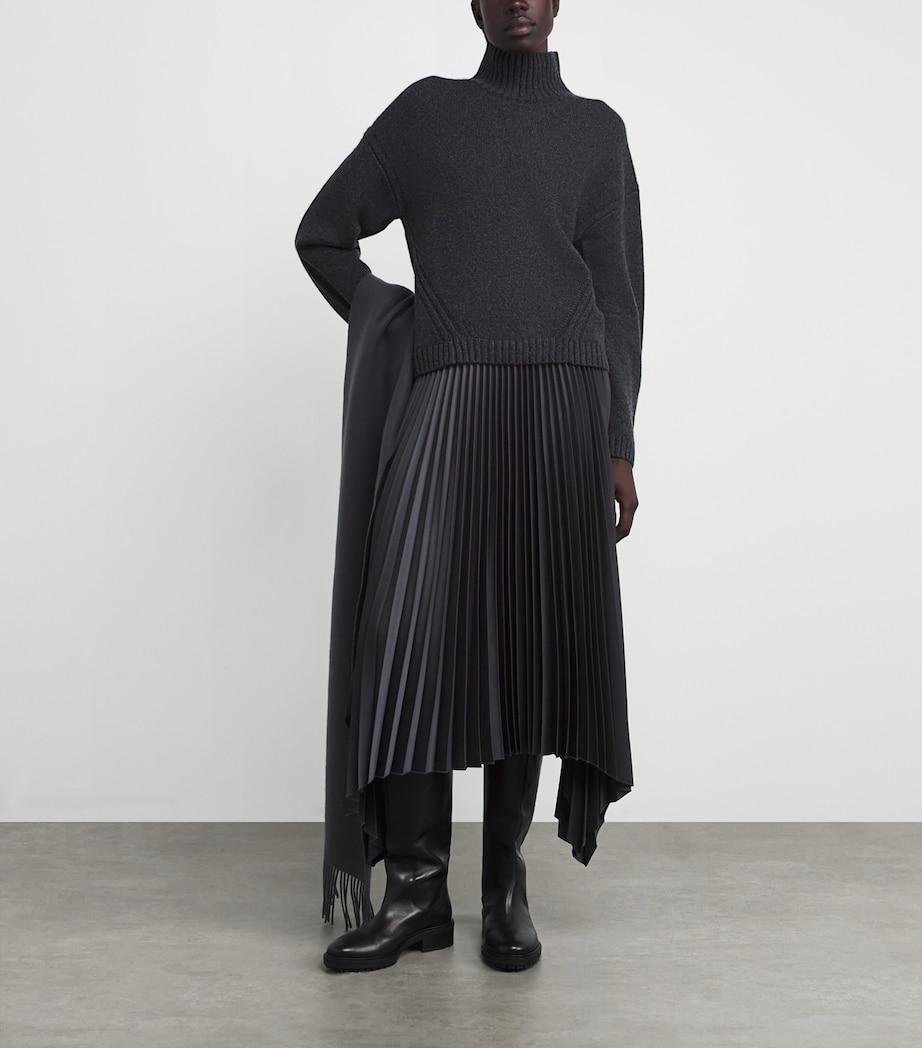 Luxe Cashmere High-Neck Sweater DARK SMOKE Image 2