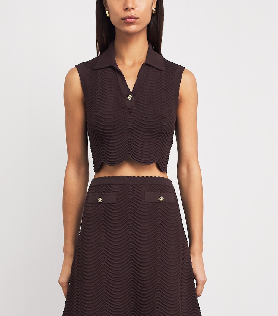 Sandro Paris Womens Knitted Crop Top Brown Image 4