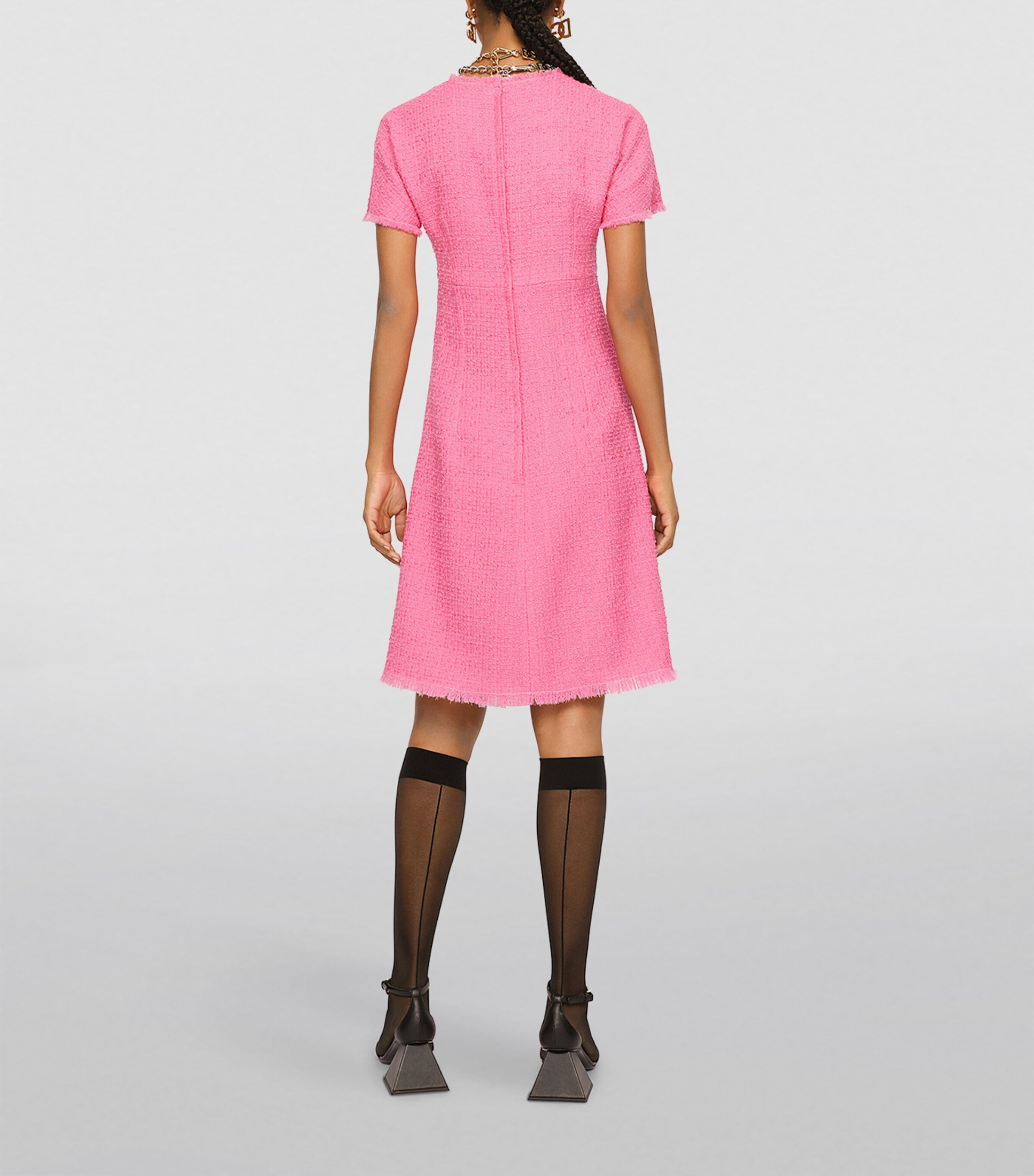 Dolce&Gabbana Womens Tweed Raschel Mini Dress Pink Image 4