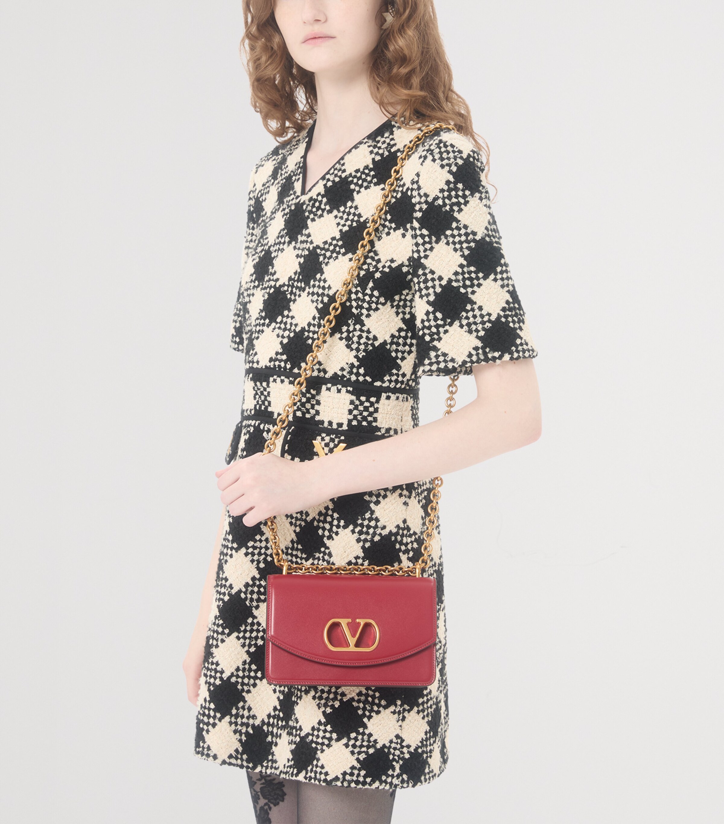 Valentino Womens Tweed V-Neck Mini Dress Image 6