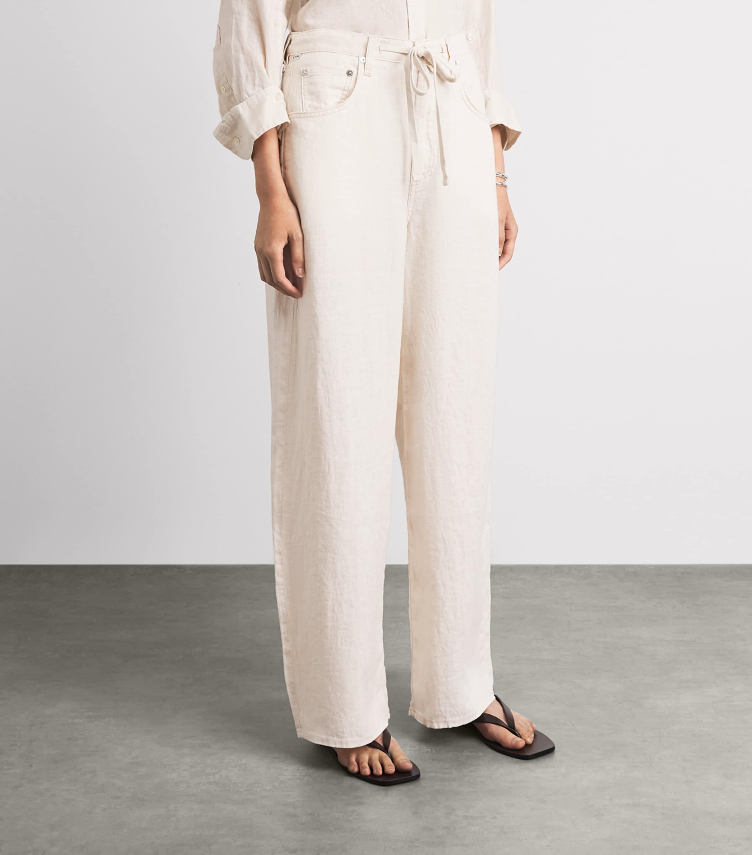 Citizens of Humanity Womens Denim Brynn Drawstring Trousers Pale Stone Image 4
