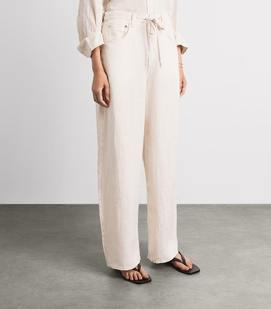 Citizens of Humanity Womens Denim Brynn Drawstring Trousers Pale Stone Image 4