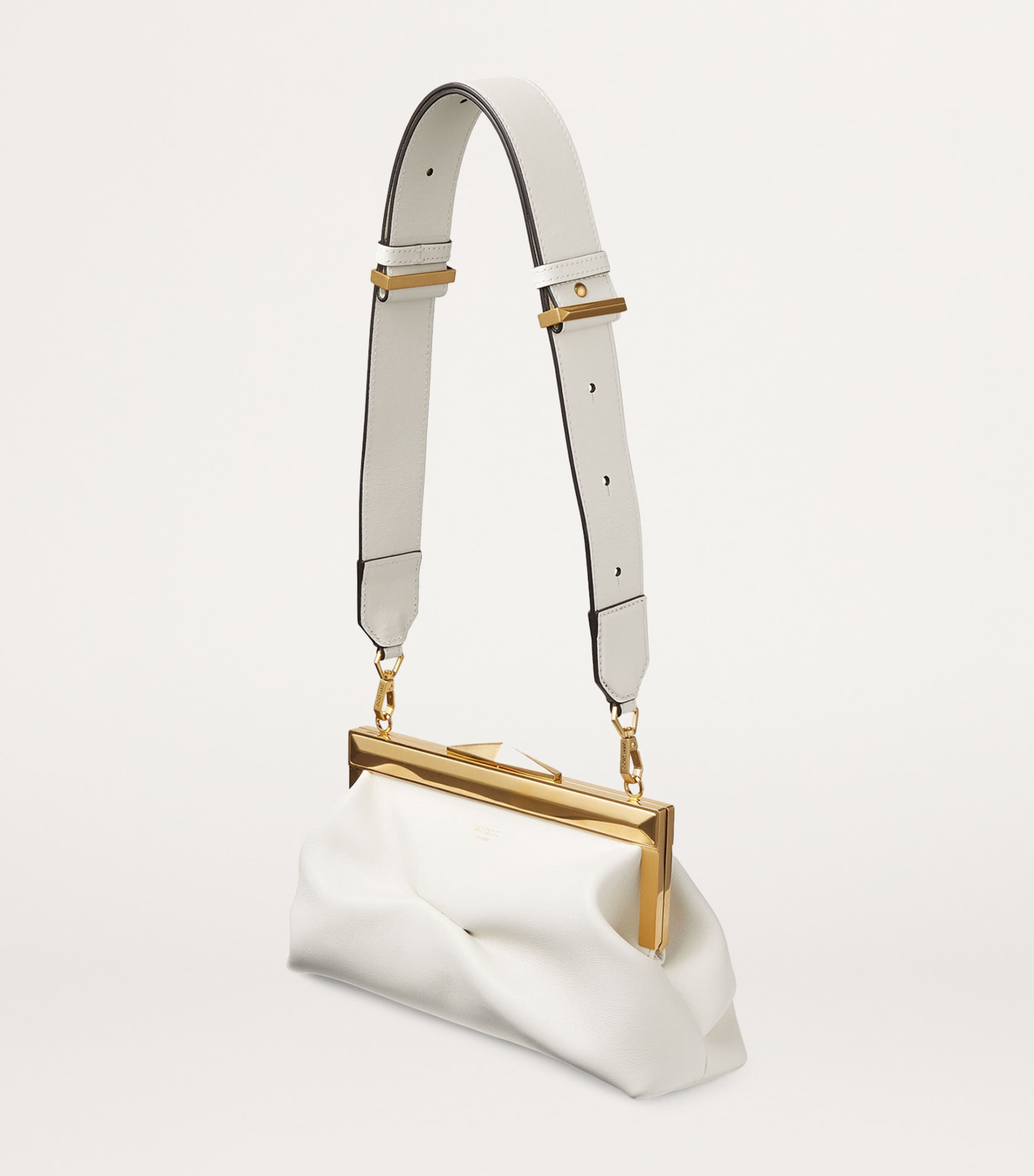 Leather Diamond Frame Clutch Bag LATTE/GOLD Image 3