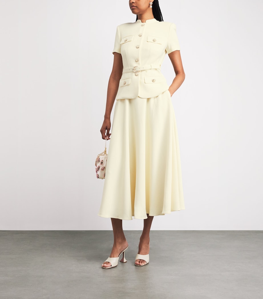 Self-Portrait Womens Crepe Peplum Midi Dress Yellow Image 2