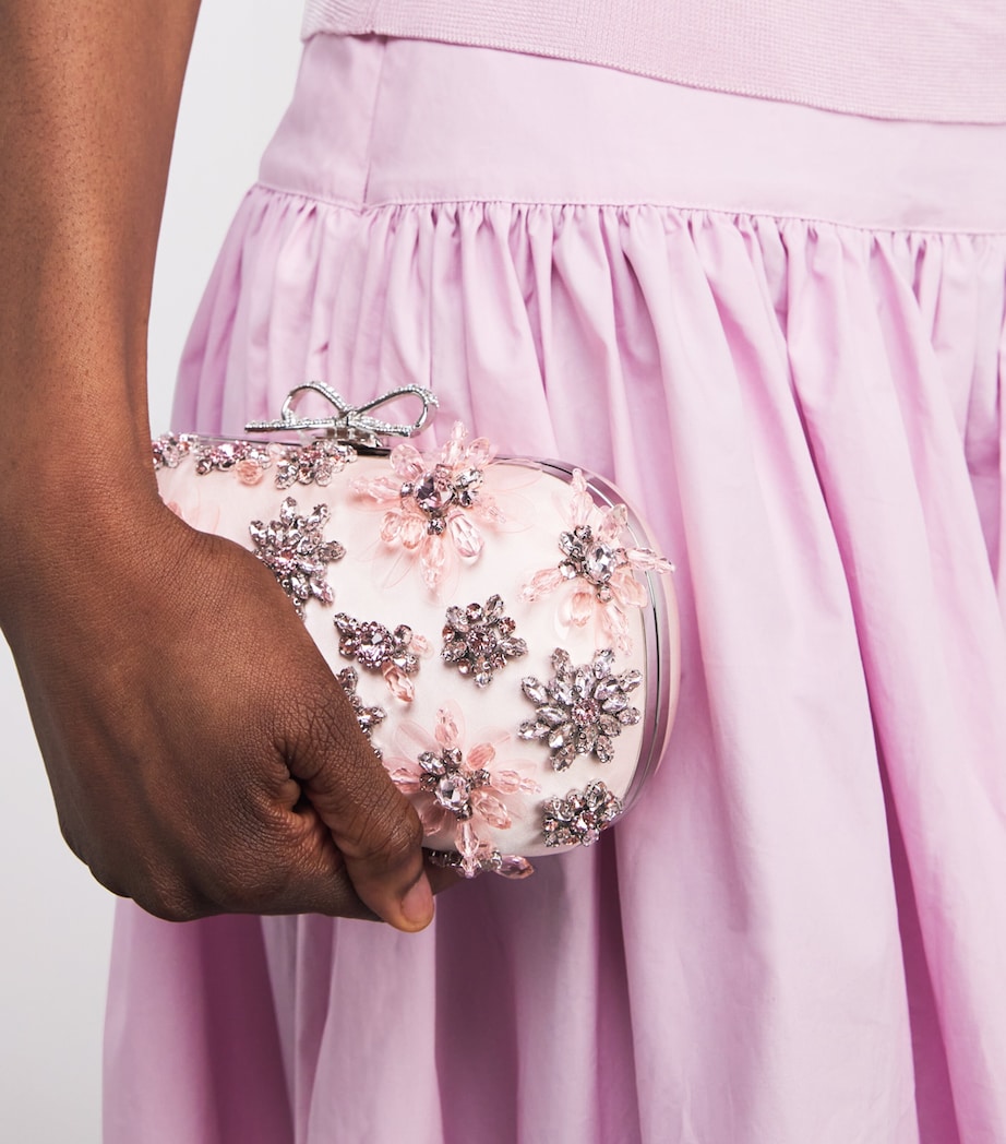 Satin Crystal-Embellished Clutch Bag PINK Image 2